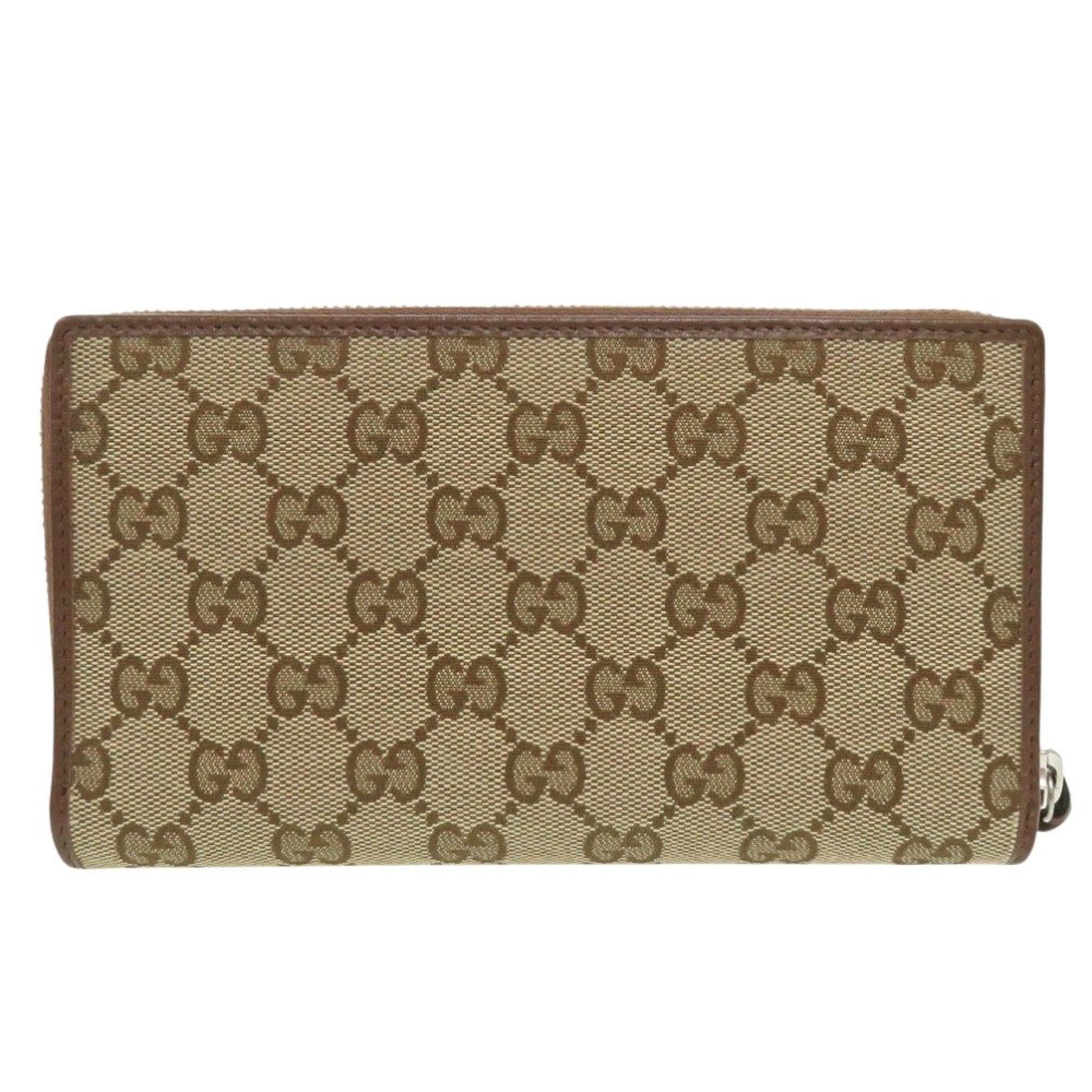Gucci Beige Brown Gg Canvas Long Wallet (Bi-Fold) (Pre-Owned)