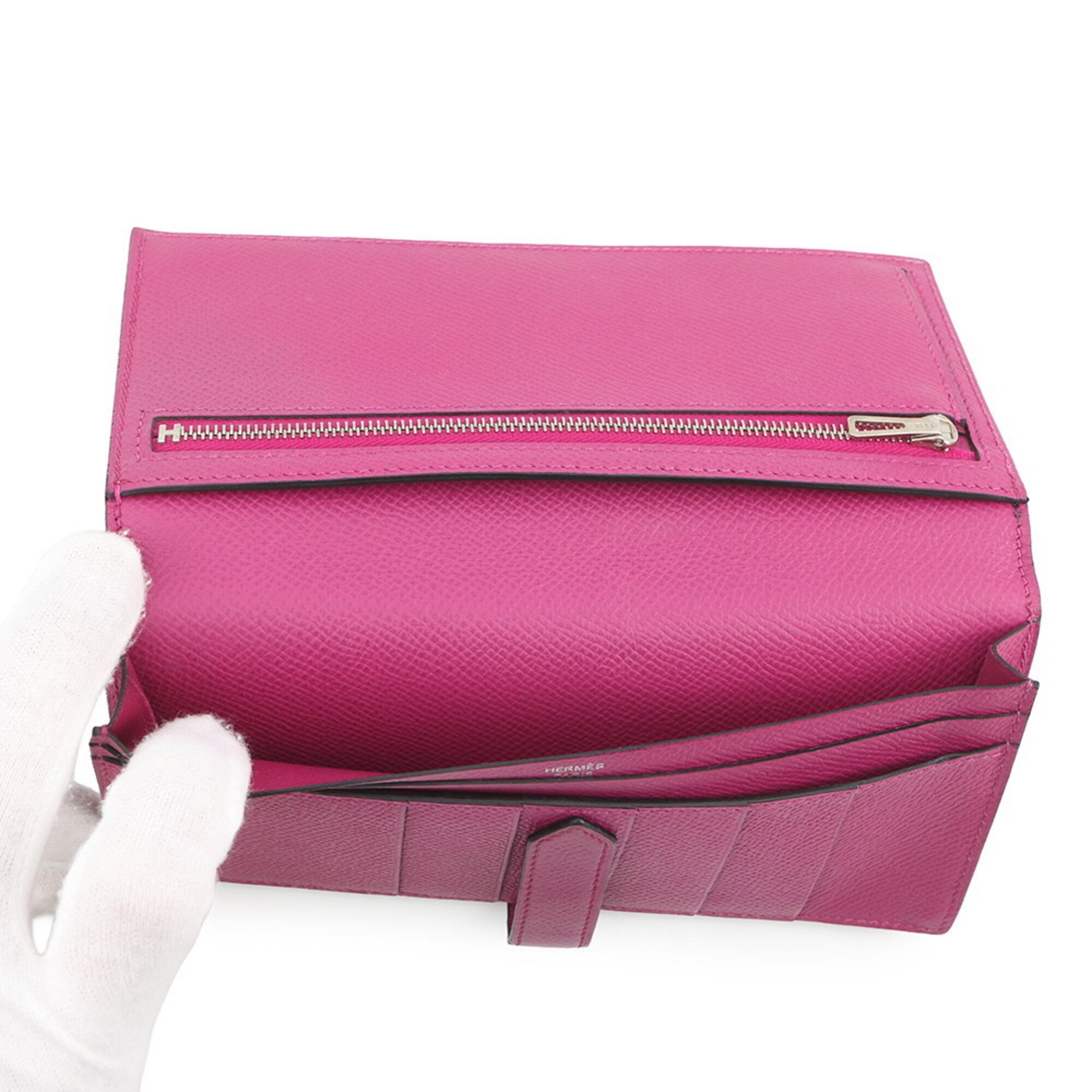 Hermes Rose Purple Epsom Leather Long Wallet (Bi-Fold) (Pre-Owned)