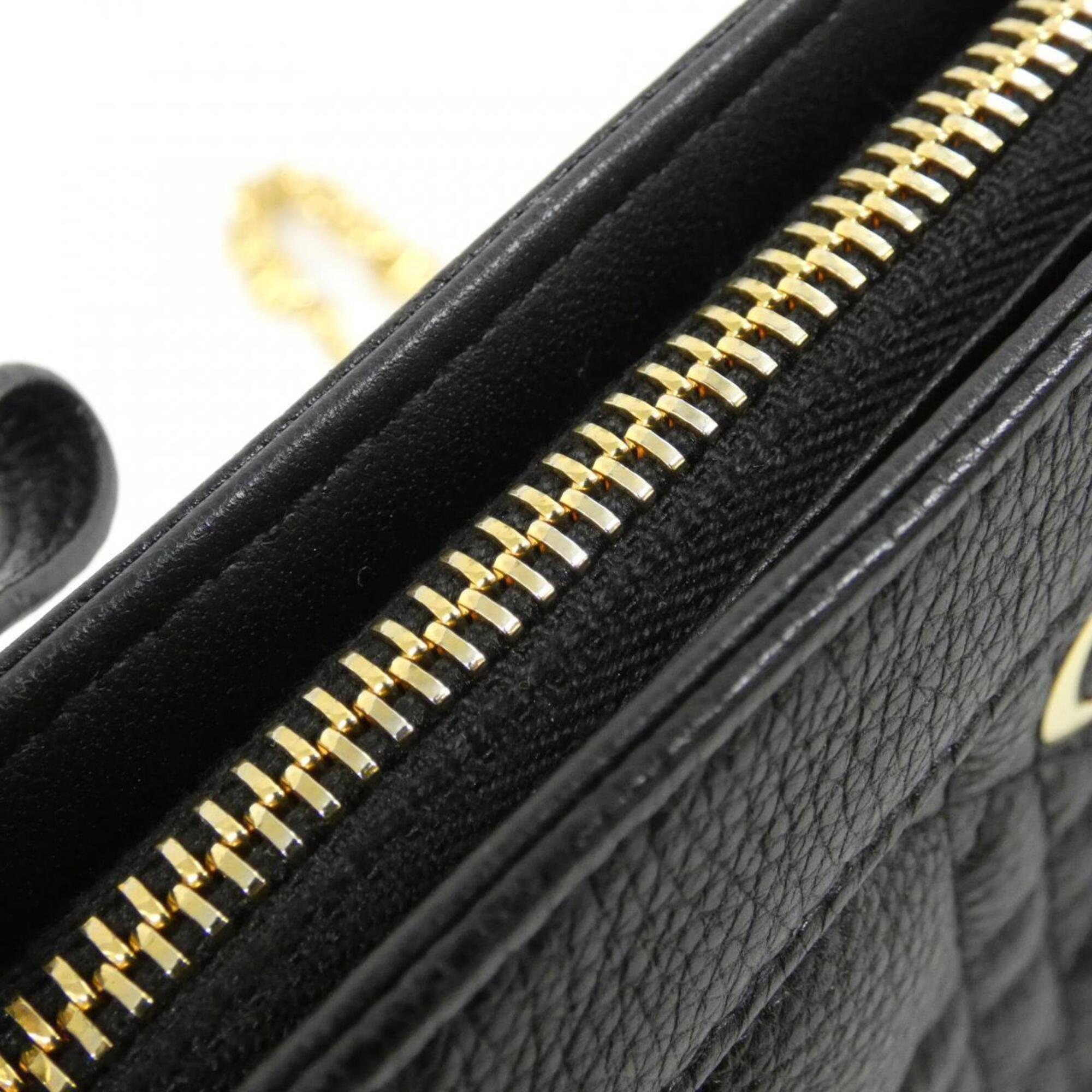Christian Dior Black Leather Handbag Pouch Shoulder Bag (Pre-Owned)