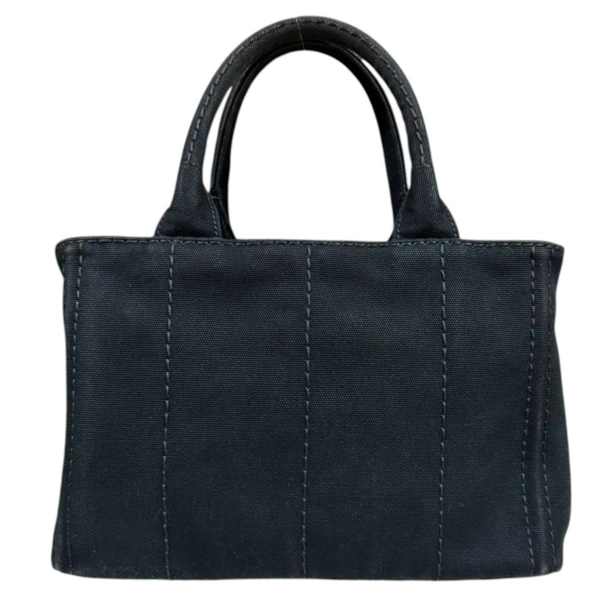 Prada Canapa Black Nero Canvas Shoulder Bag (Pre-Owned)