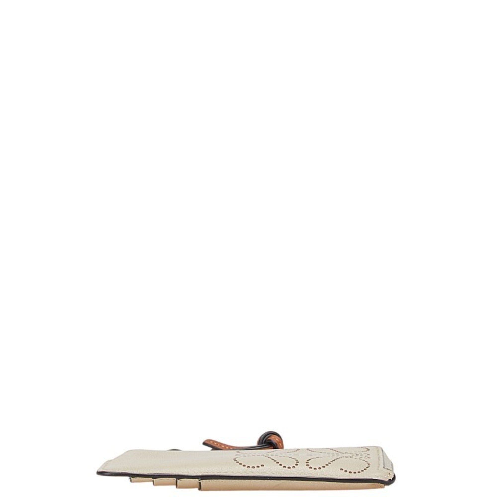 Loewe Beige Leather Long Wallet (Bi-Fold) (Pre-Owned)