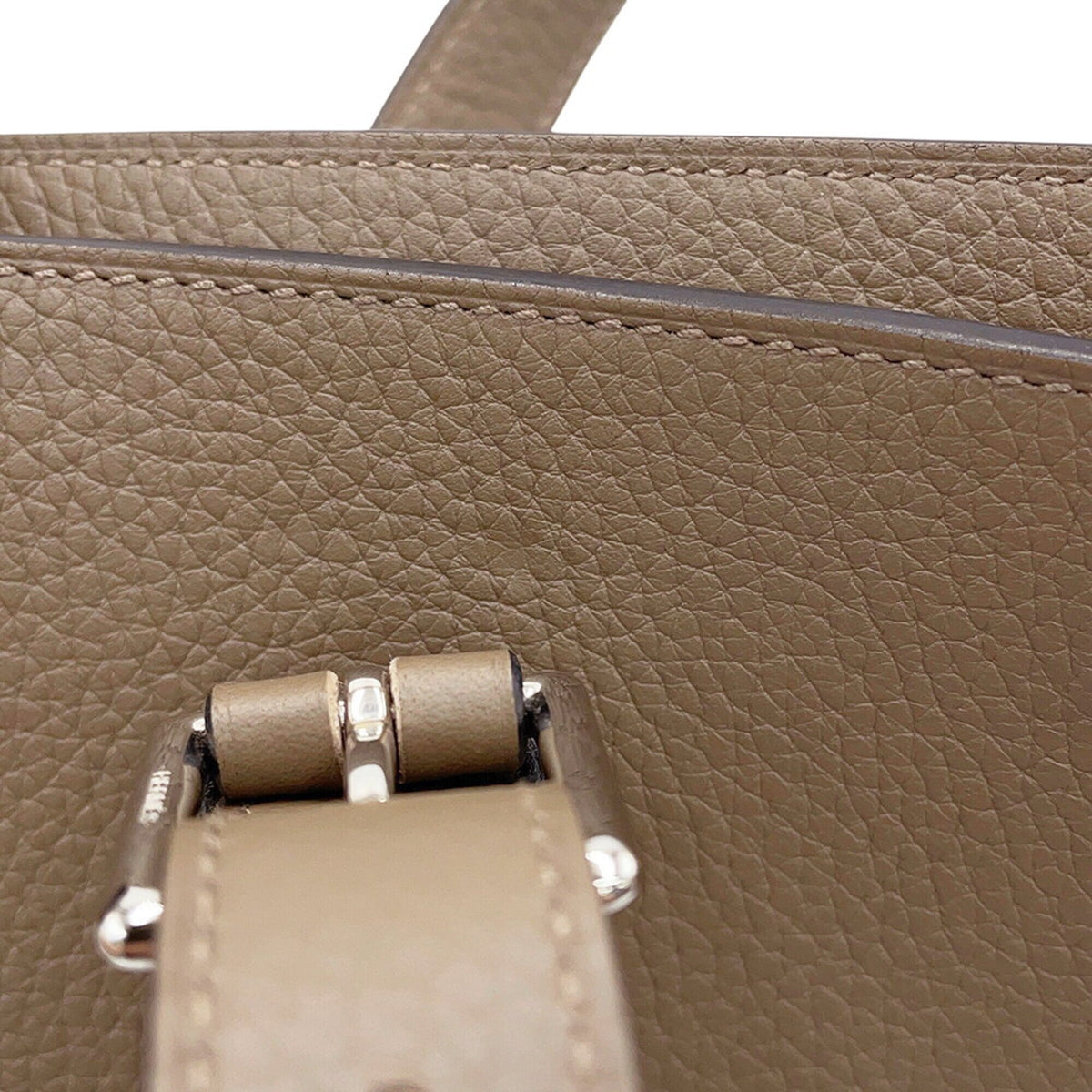 Hermes Etoupe Gray Taurillon Clemence Leather Handbag (Pre-Owned)