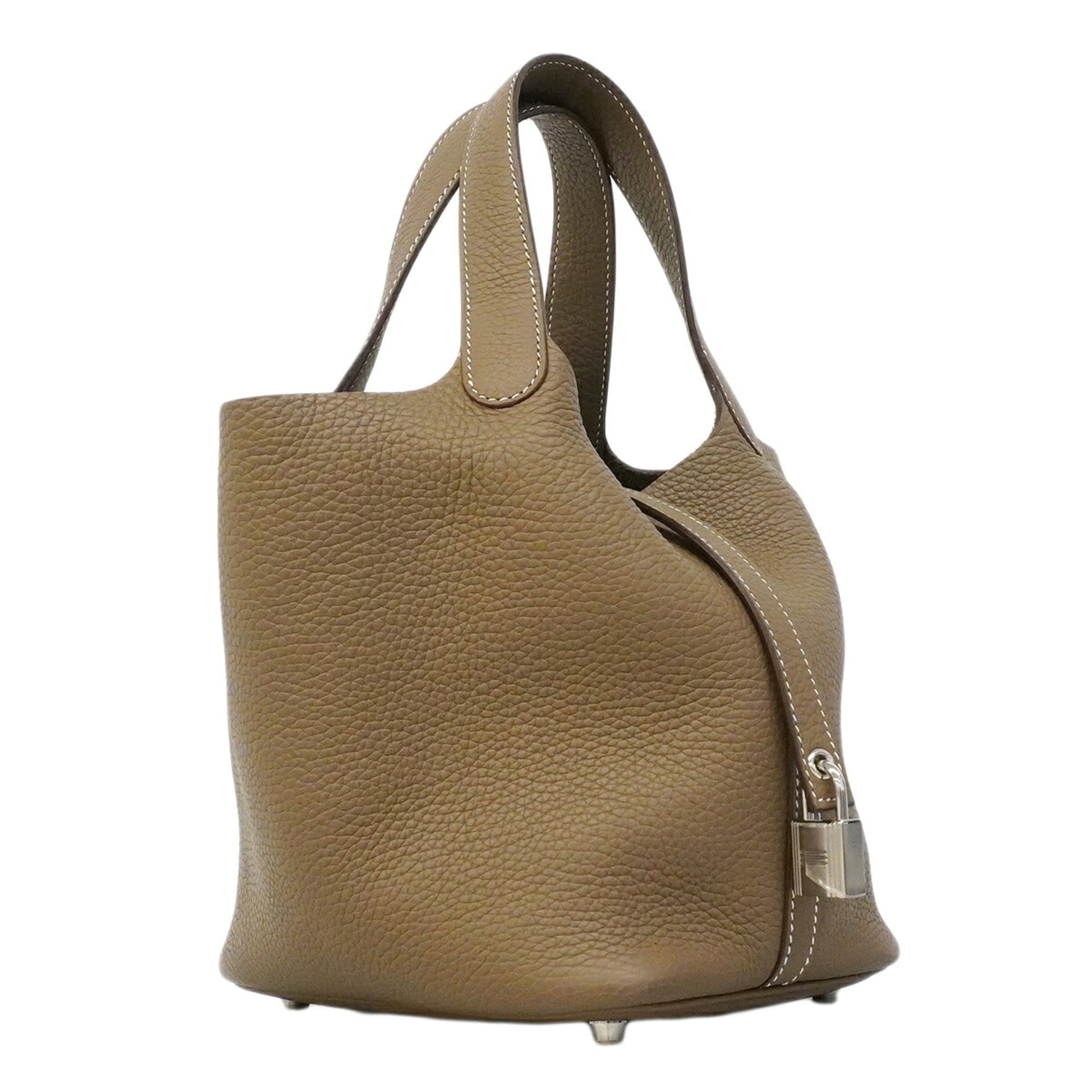Hermes Etoupe Gray Taurillon Clemence Leather Handbag (Pre-Owned)