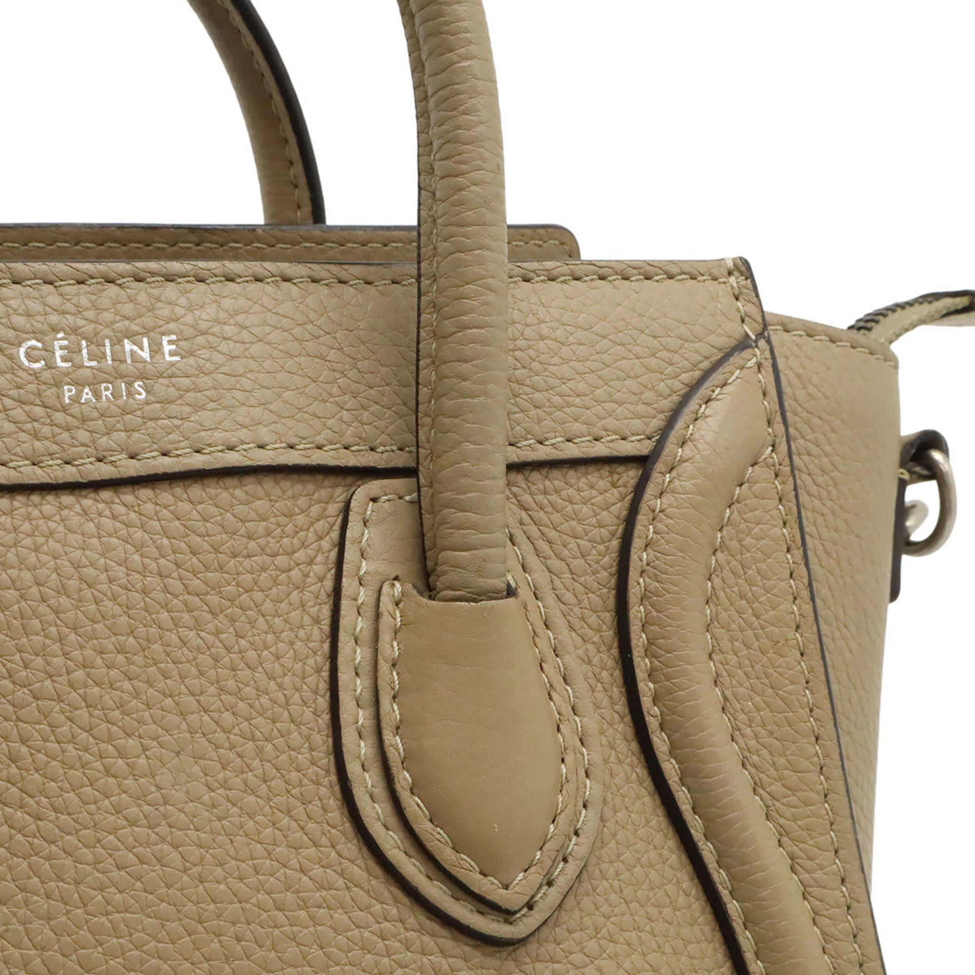 Celine Beige Leather Handbag Shoulder Bag (Pre-Owned)