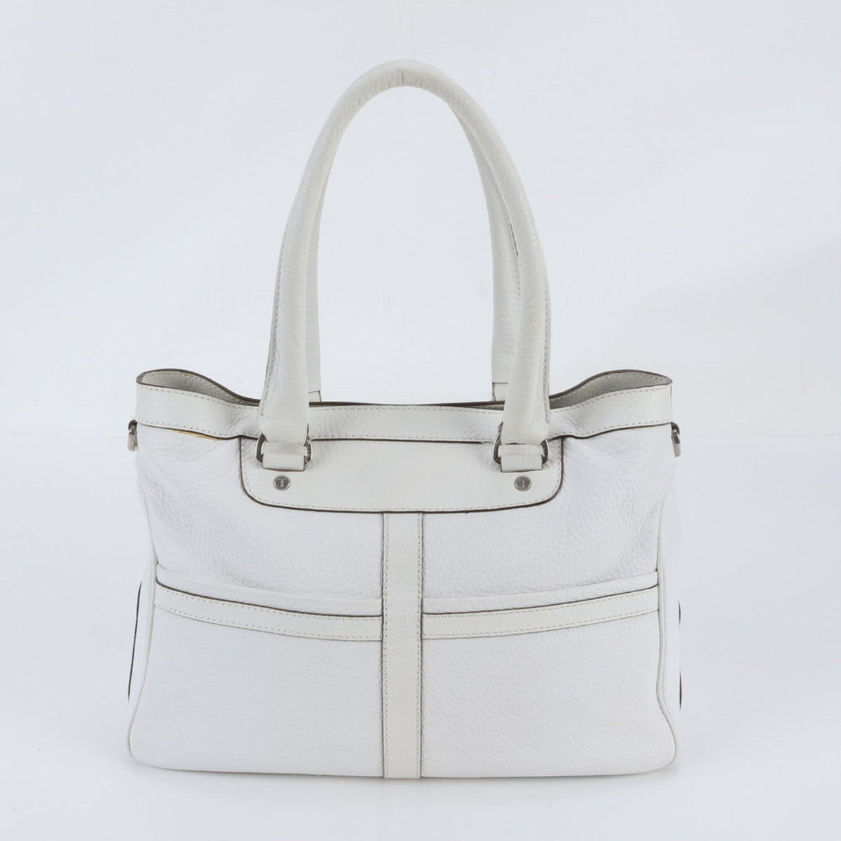 Tod's White Leather Handbag Shoulder Bag Tote Bag (Pre-Owned)