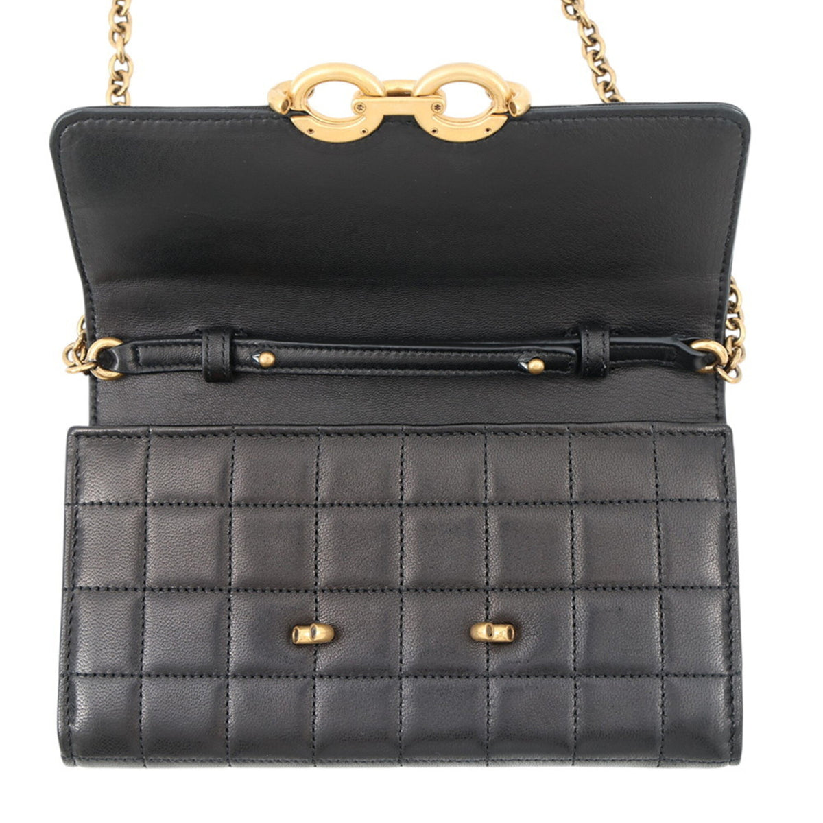 Yves Saint Laurent Black Leather Chain/Shoulder Wallet (Pre-Owned)