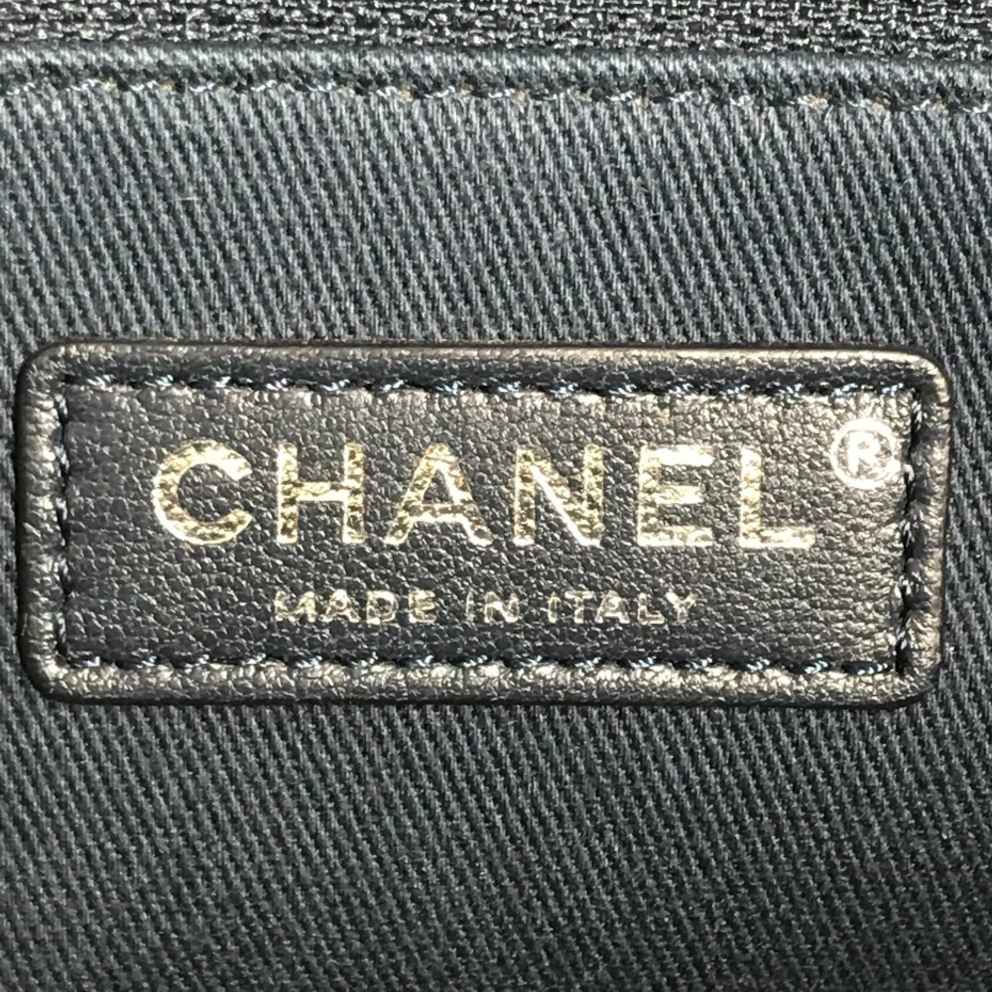 Chanel Blue White Leather Canvas Shoulder Bag Tote Bag (Pre-Owned)