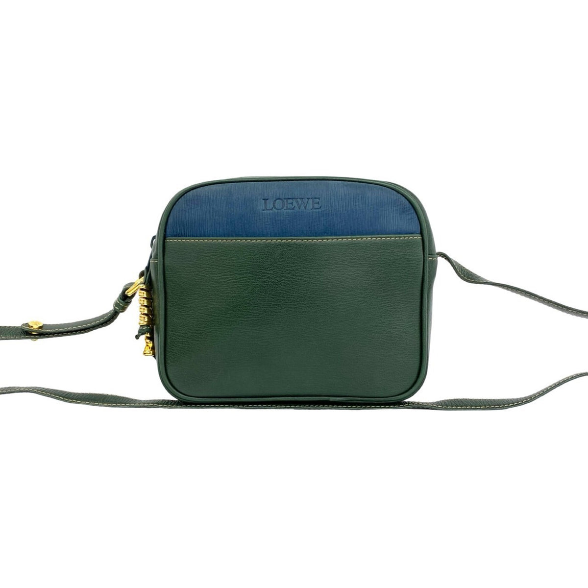 Loewe Blue Green Leather Pochette Shoulder Bag (Pre-Owned)
