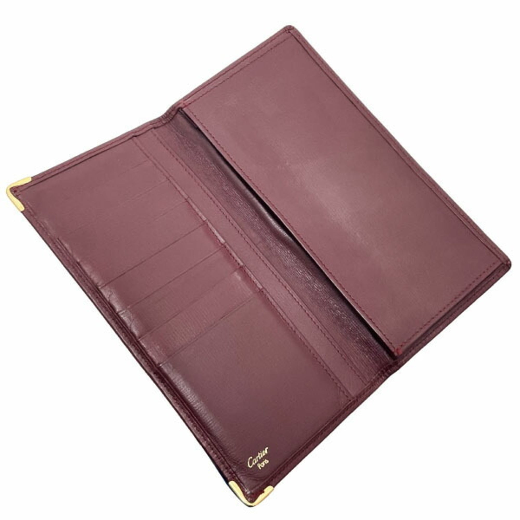Cartier Must Bordeaux Leather Long Bill Wallet (Bi-Fold) (Pre-Owned)