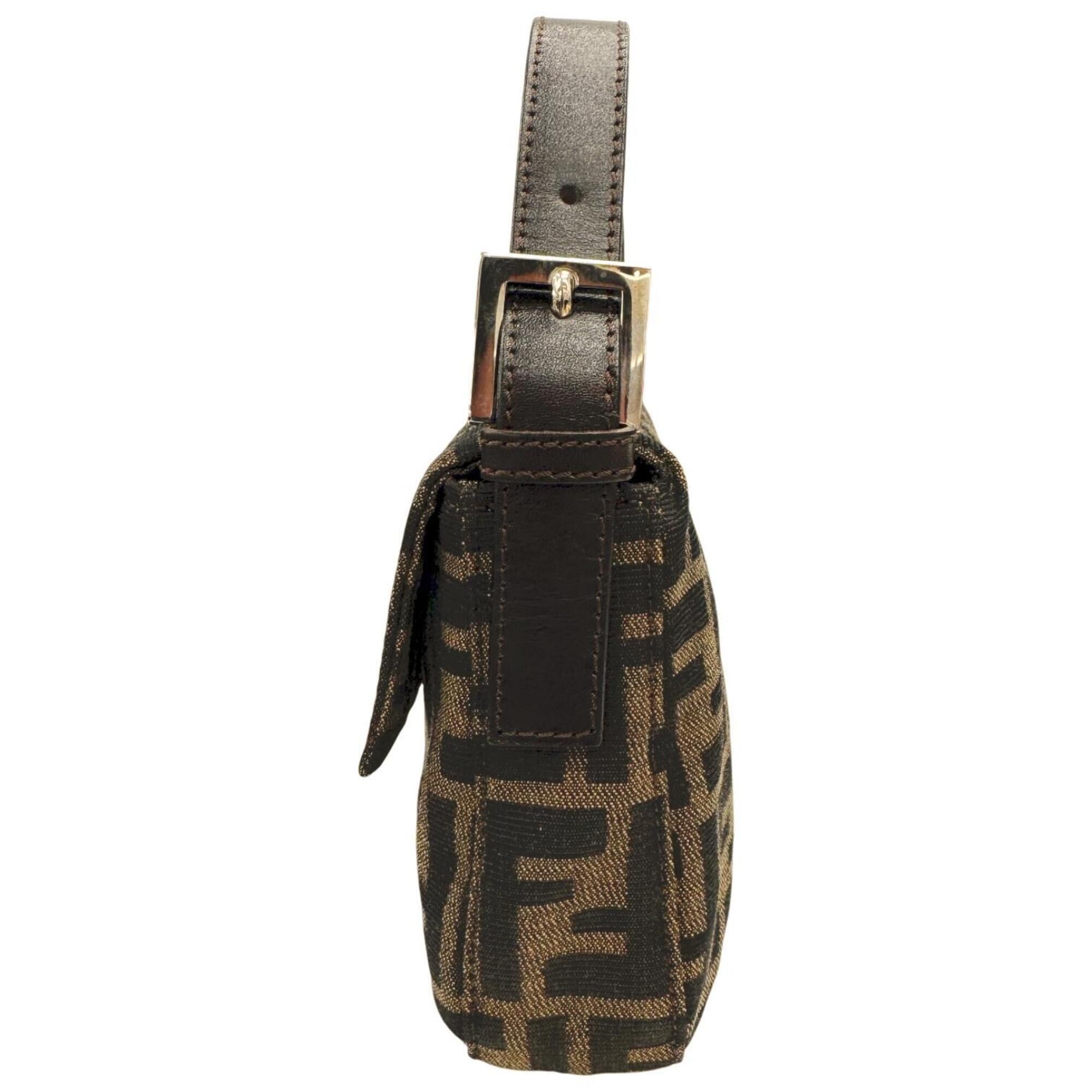Fendi Brown Canvas Leather Handbag Pouch (Pre-Owned)