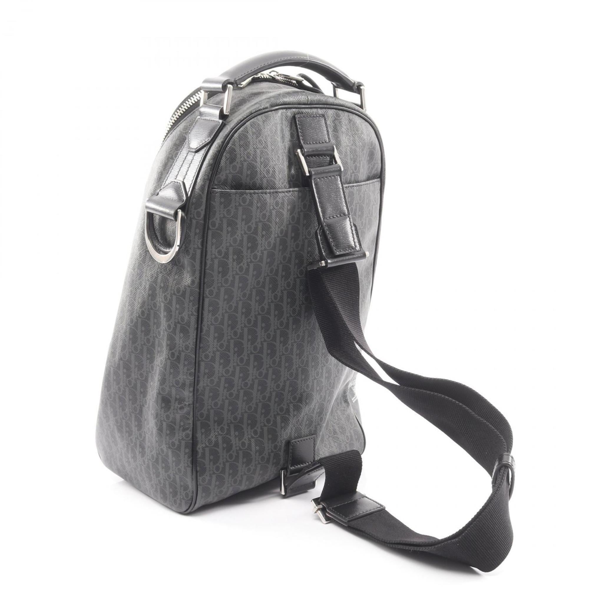 Christian Dior Black Gray White Coated Canvas Leather Fanny Pack Sling Bag (Pre-Owned)