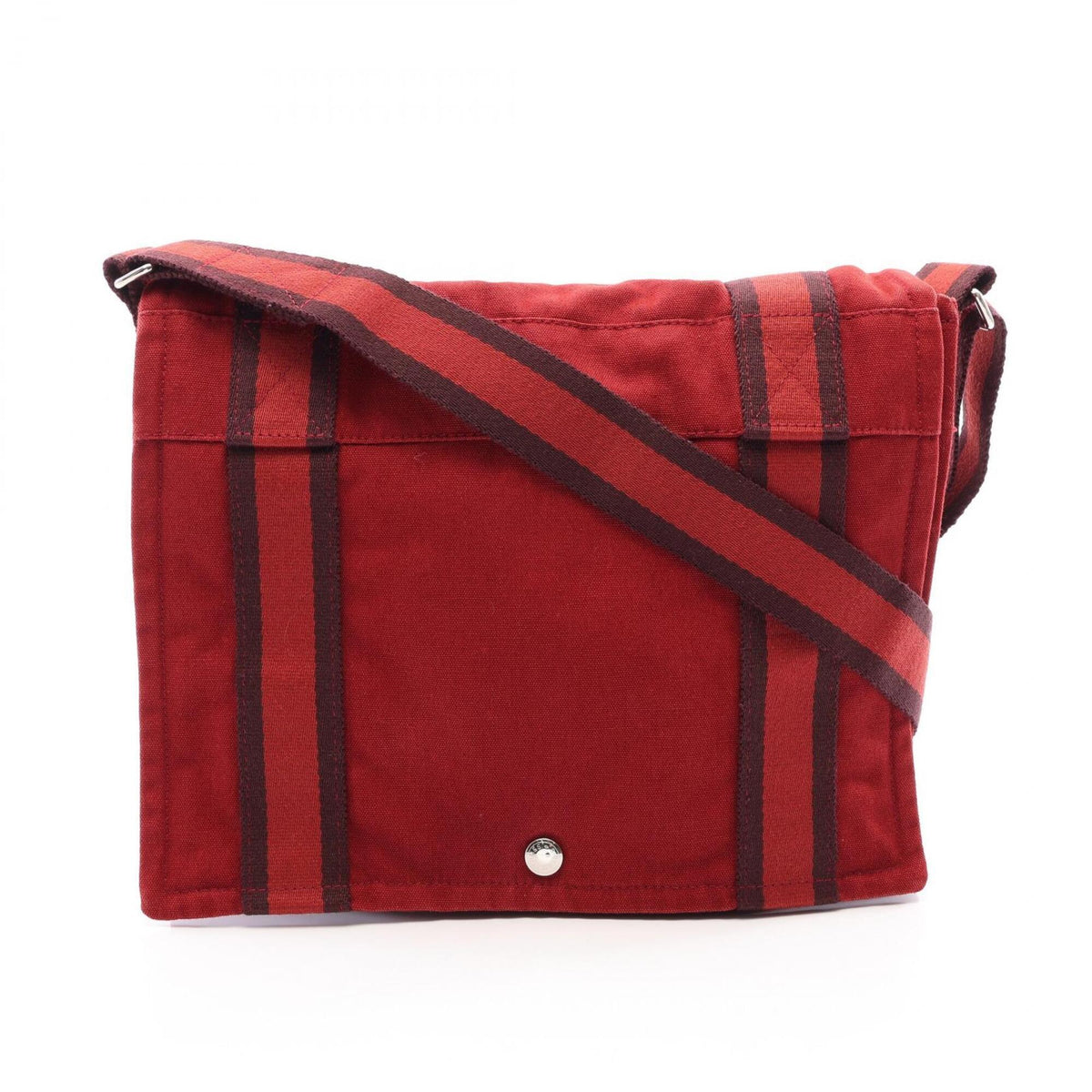 Hermes Bordeaux Canvas Handbag Shoulder Bag (Pre-Owned)