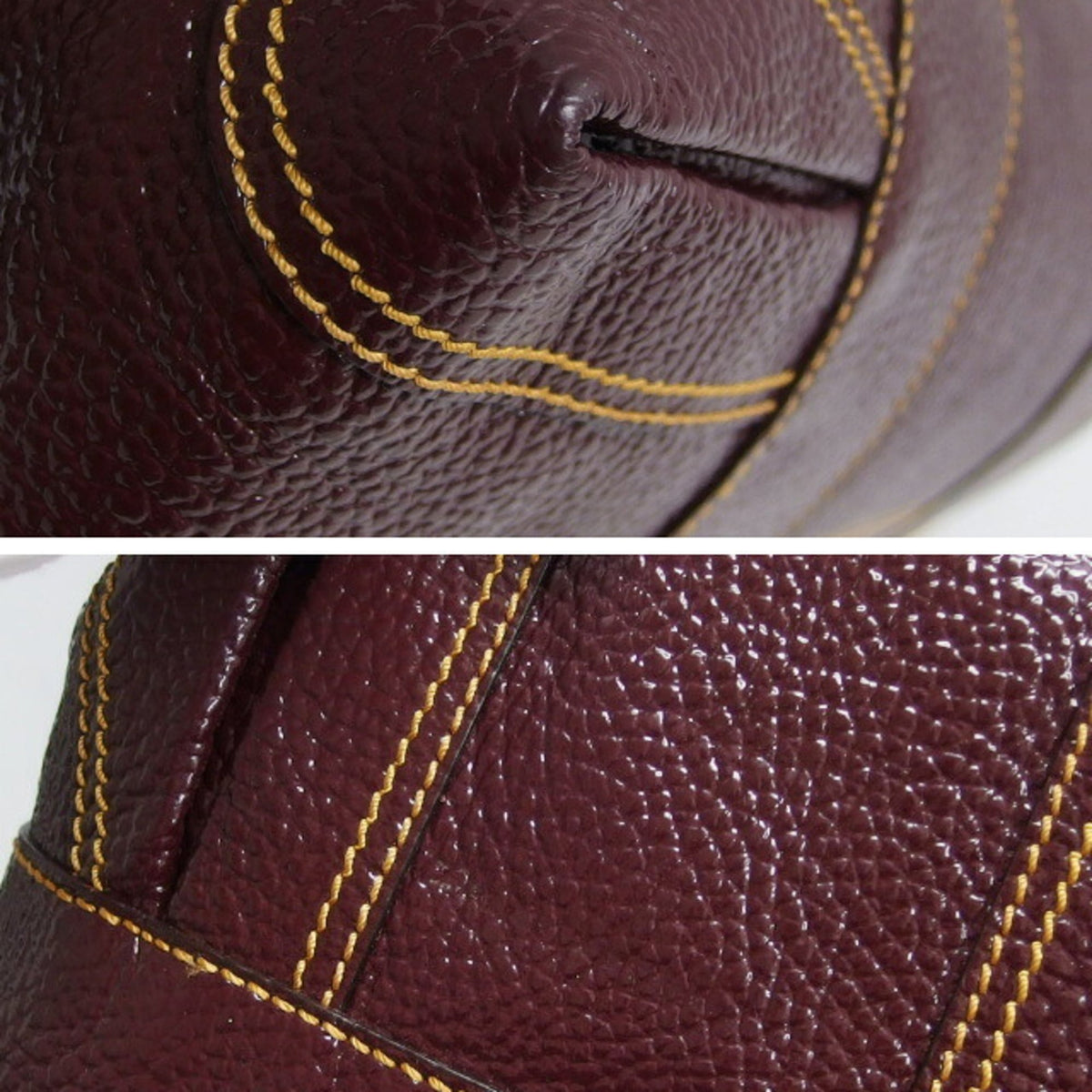 Fendi Bordeaux Burgundy Patent Leather Boston Bag Shoulder Bag Tote Bag (Pre-Owned)
