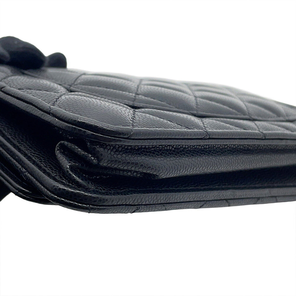 Chanel Black Grained Calfskin Chain/Shoulder Wallet (Pre-Owned)