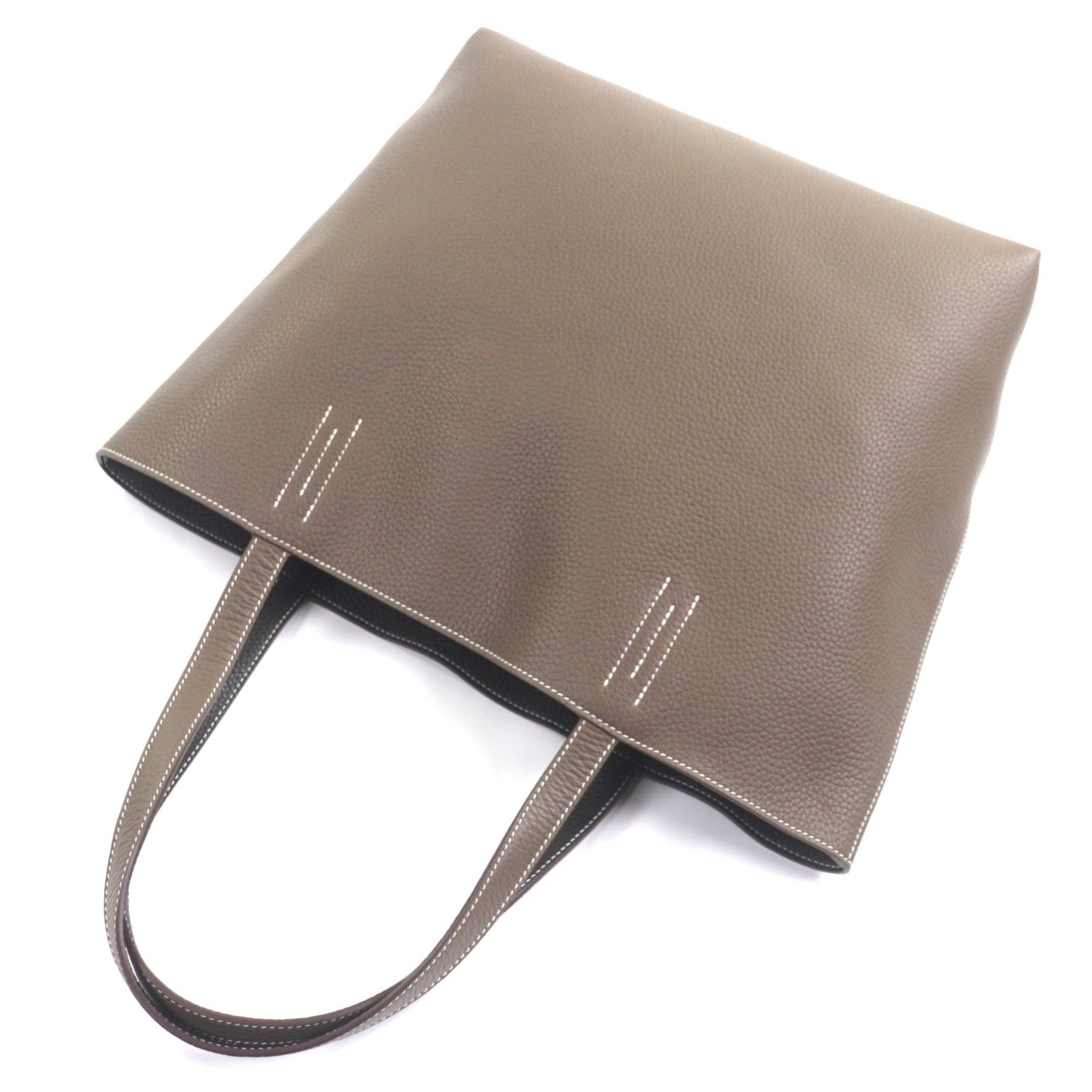 Hermes Ebene Etoupe Gray Taurillon Clemence Leather Tote Bag (Pre-Owned)