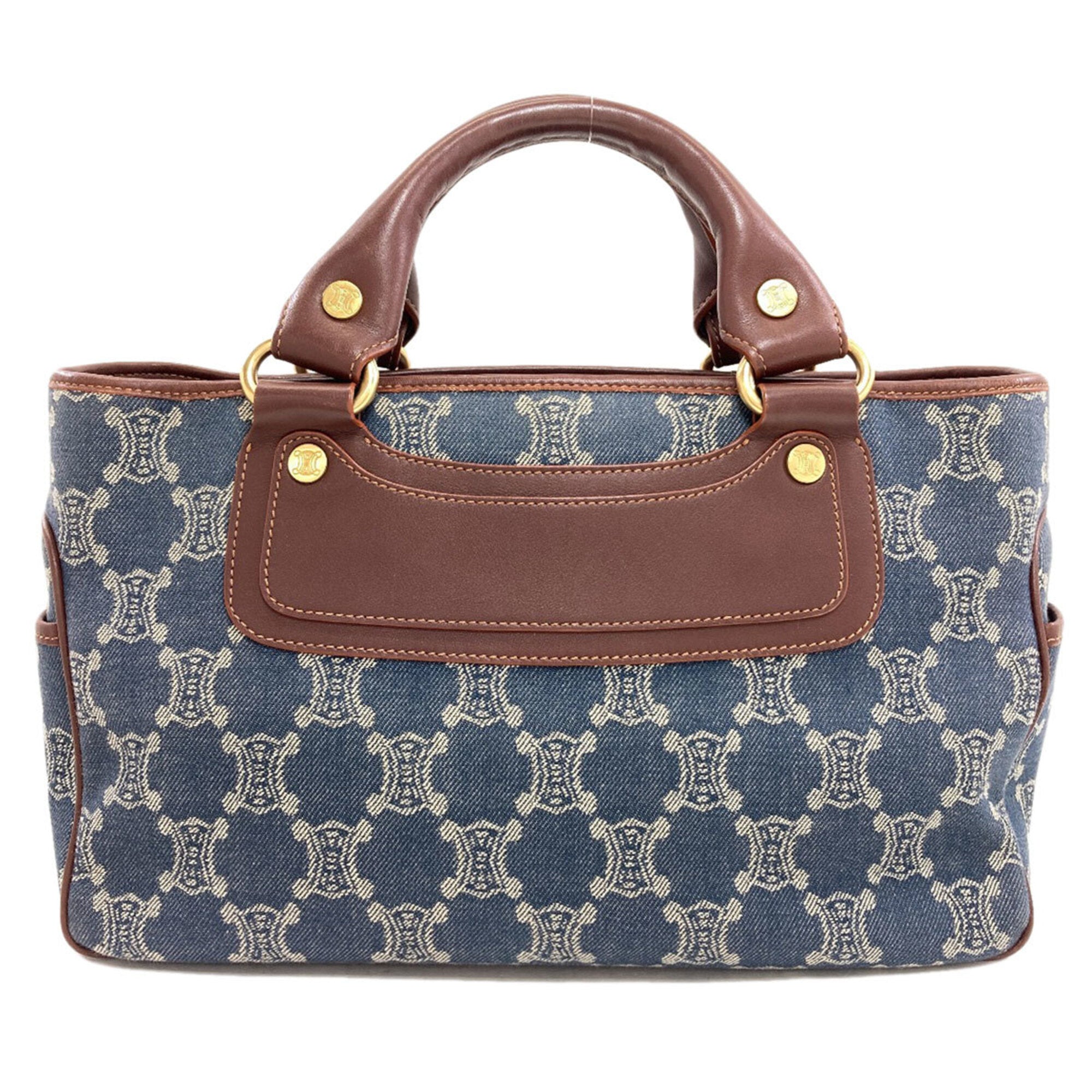 Celine Brown Dark Blue Denim Leather Handbag (Pre-Owned)