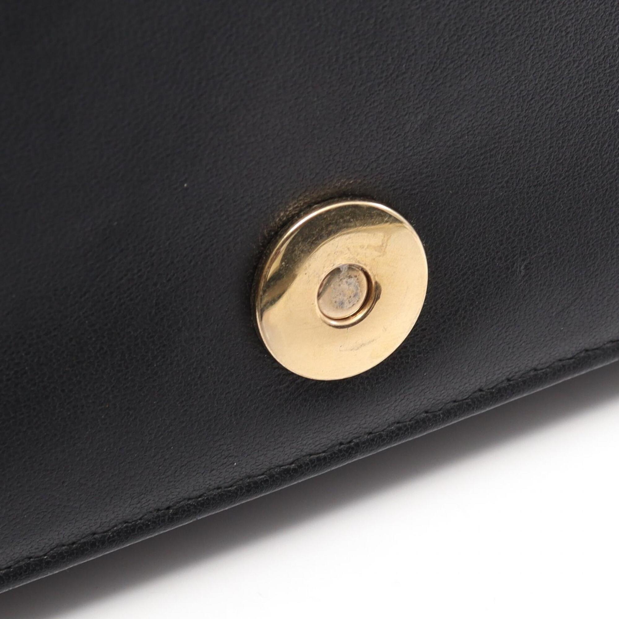 Christian Dior Black Leather Handbag Pouch Shoulder Bag (Pre-Owned)