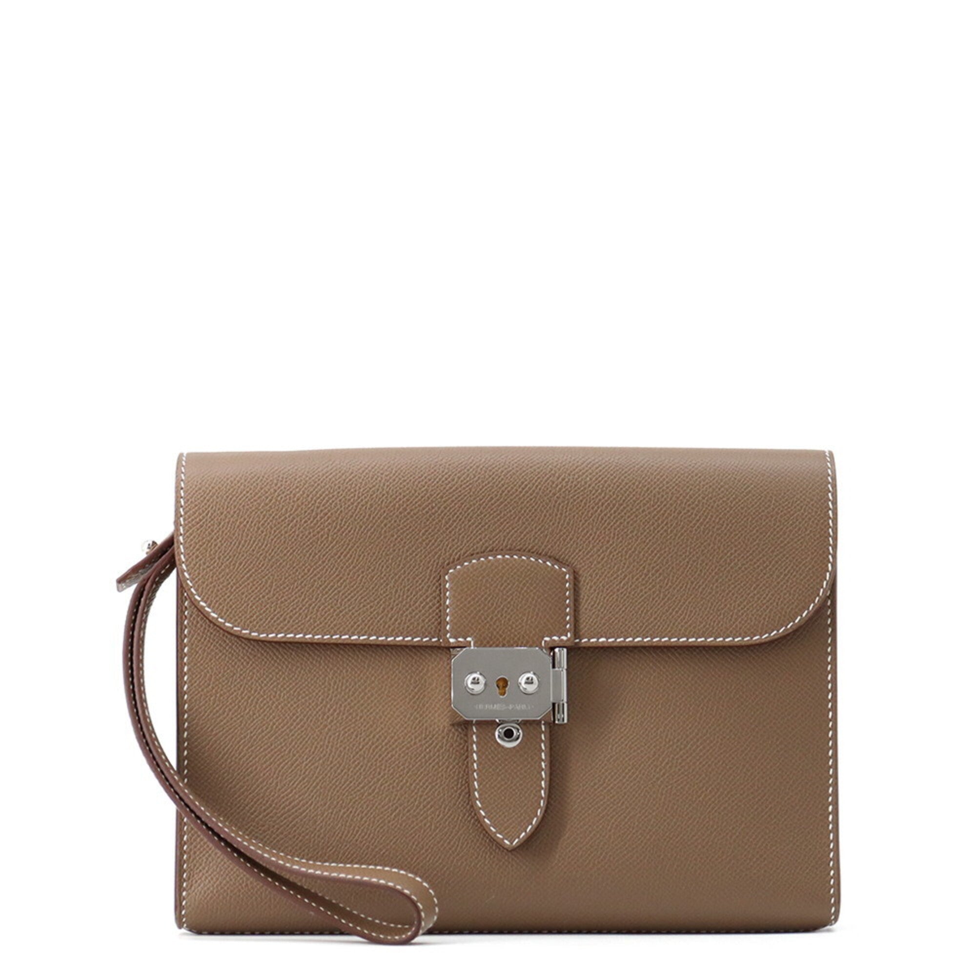 Hermes Etoupe Gray Epsom Leather Clutch Bag (Pre-Owned)