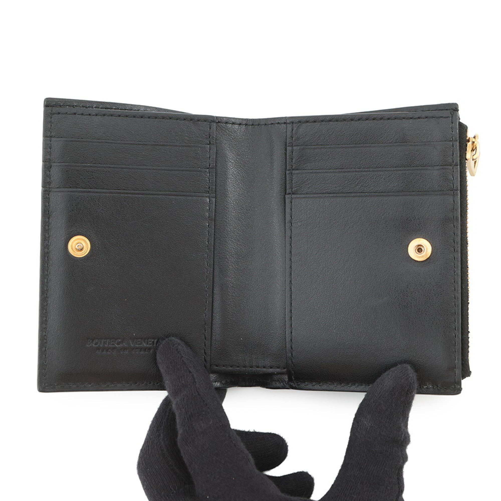 Bottega Veneta Black Leather Wallet (Bi-Fold) (Pre-Owned)