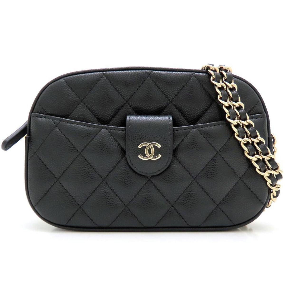 Chanel Black Grained Calfskin Shoulder Bag (Pre-Owned)