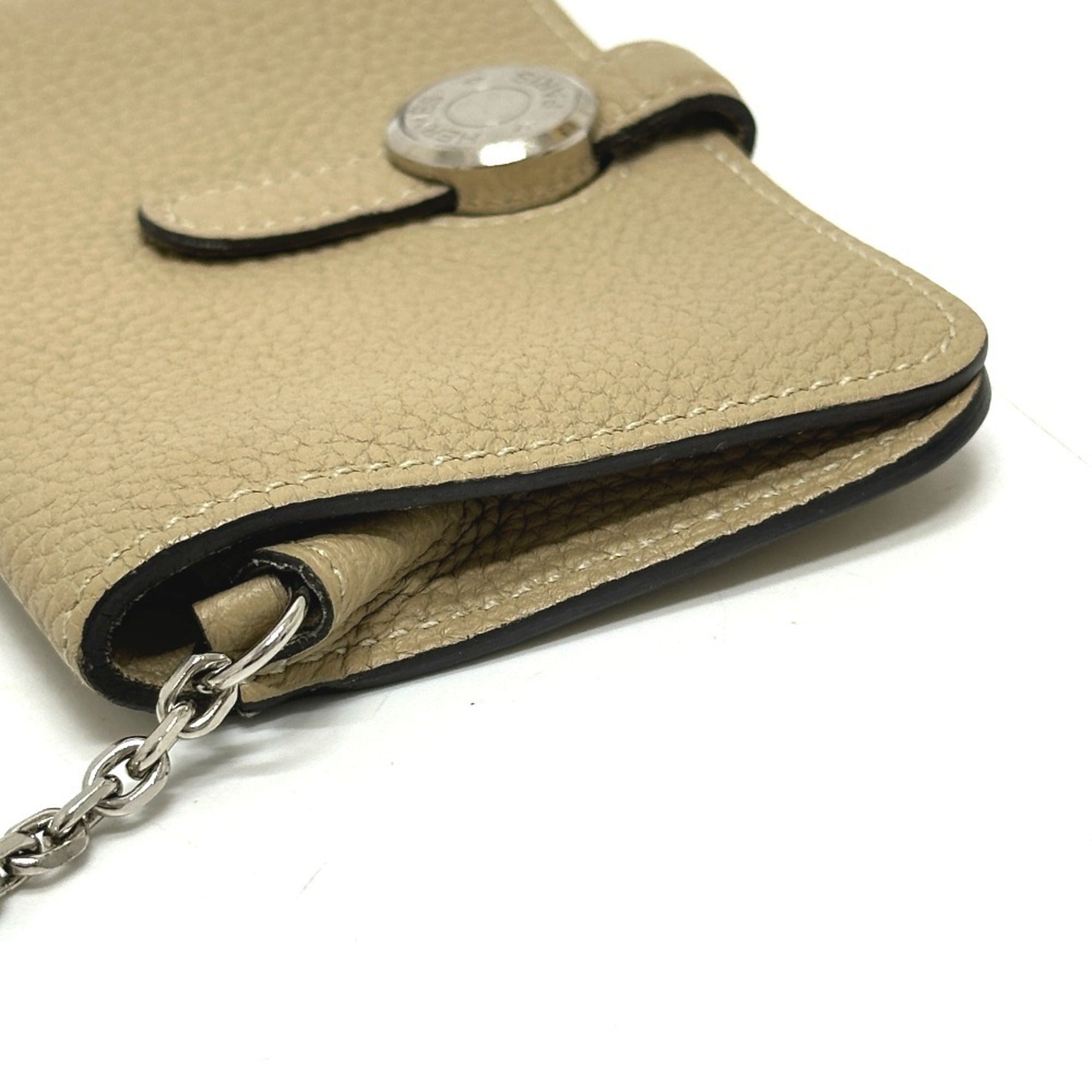 Hermes Dogon Beige Taurillon Clemence Leather Coin Purse/Coin Case (Pre-Owned)