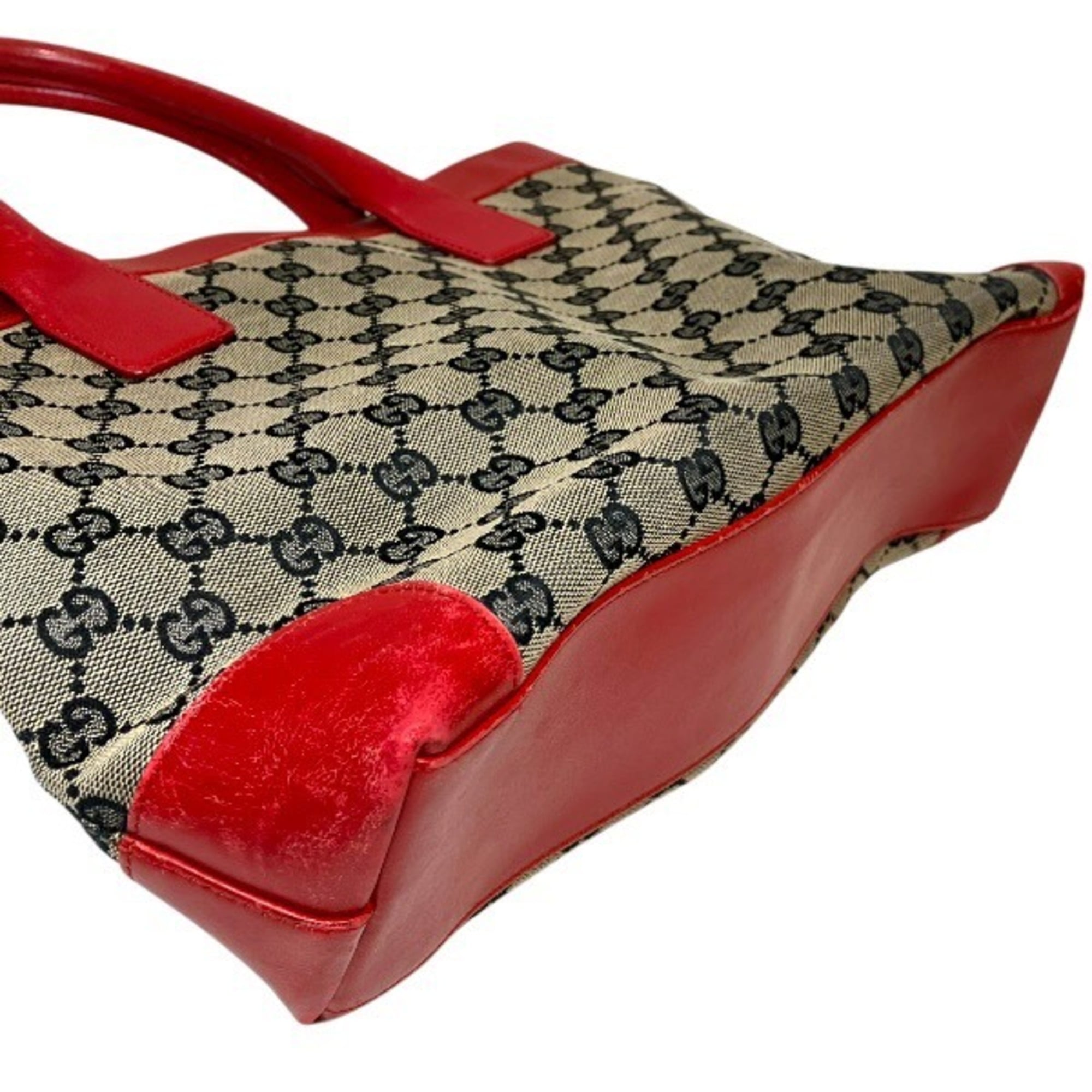 Gucci Beige Red Color Gg Canvas Handbag Tote Bag (Pre-Owned)