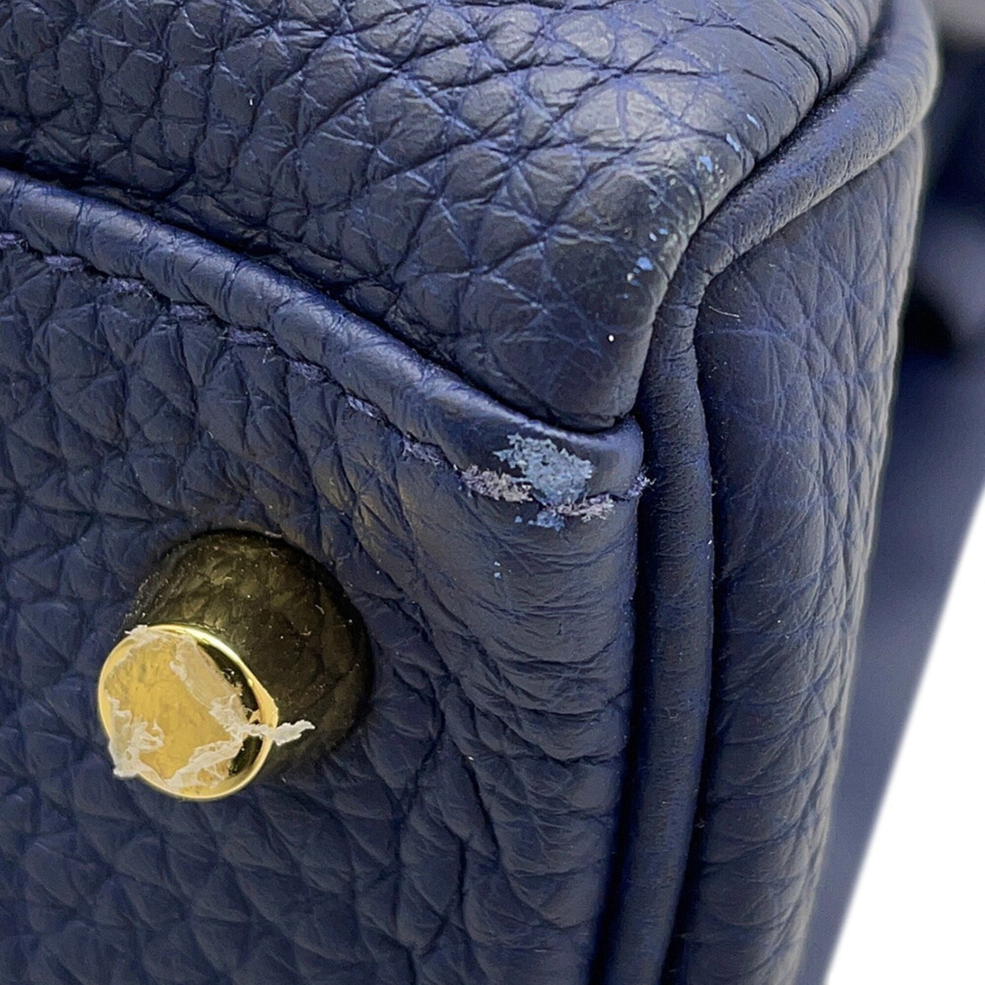 Hermes Blue Navy Togo Leather Handbag (Pre-Owned)