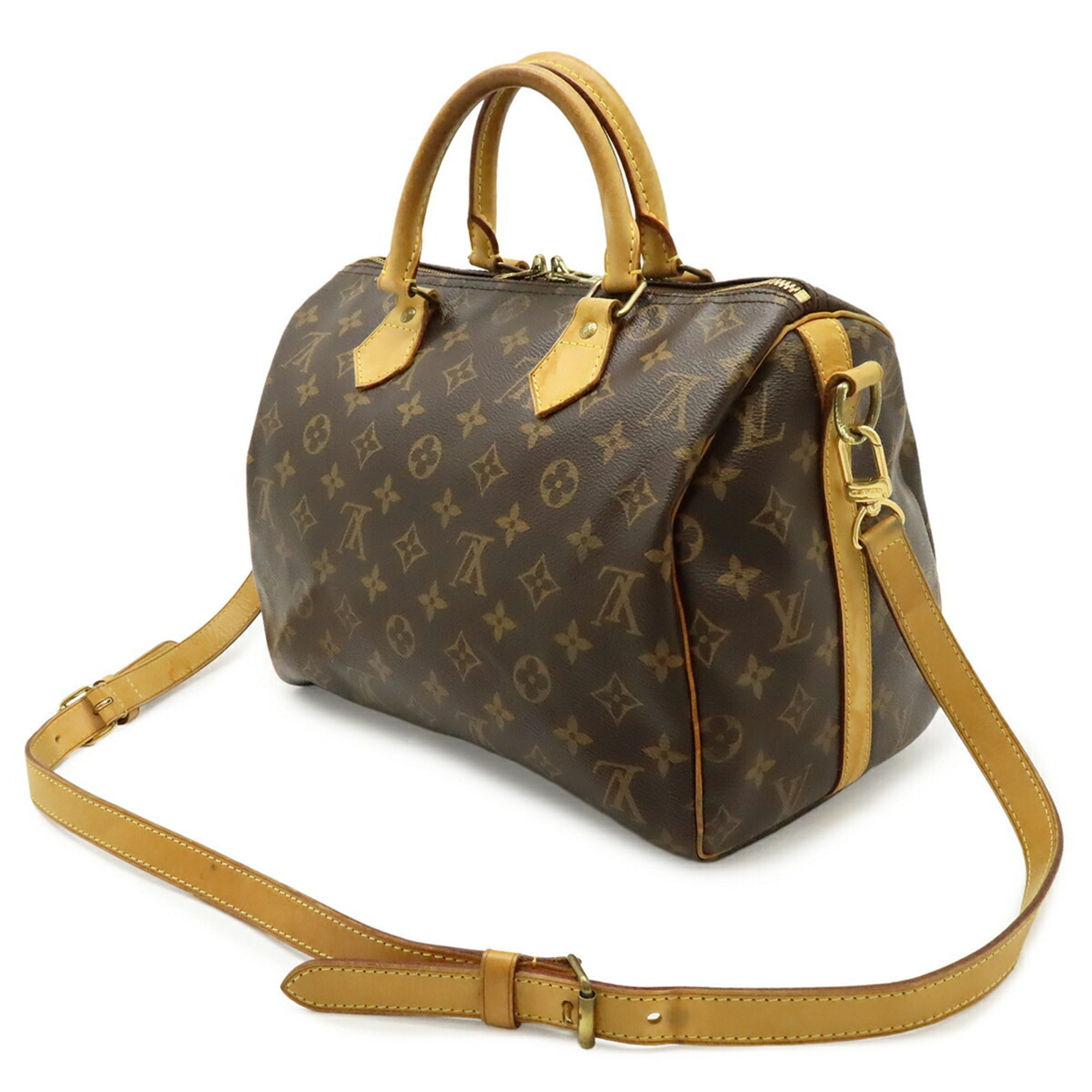 Louis Vuitton Brown Monogram Canvas Boston Bag Handbag Shoulder Bag (Pre-Owned)