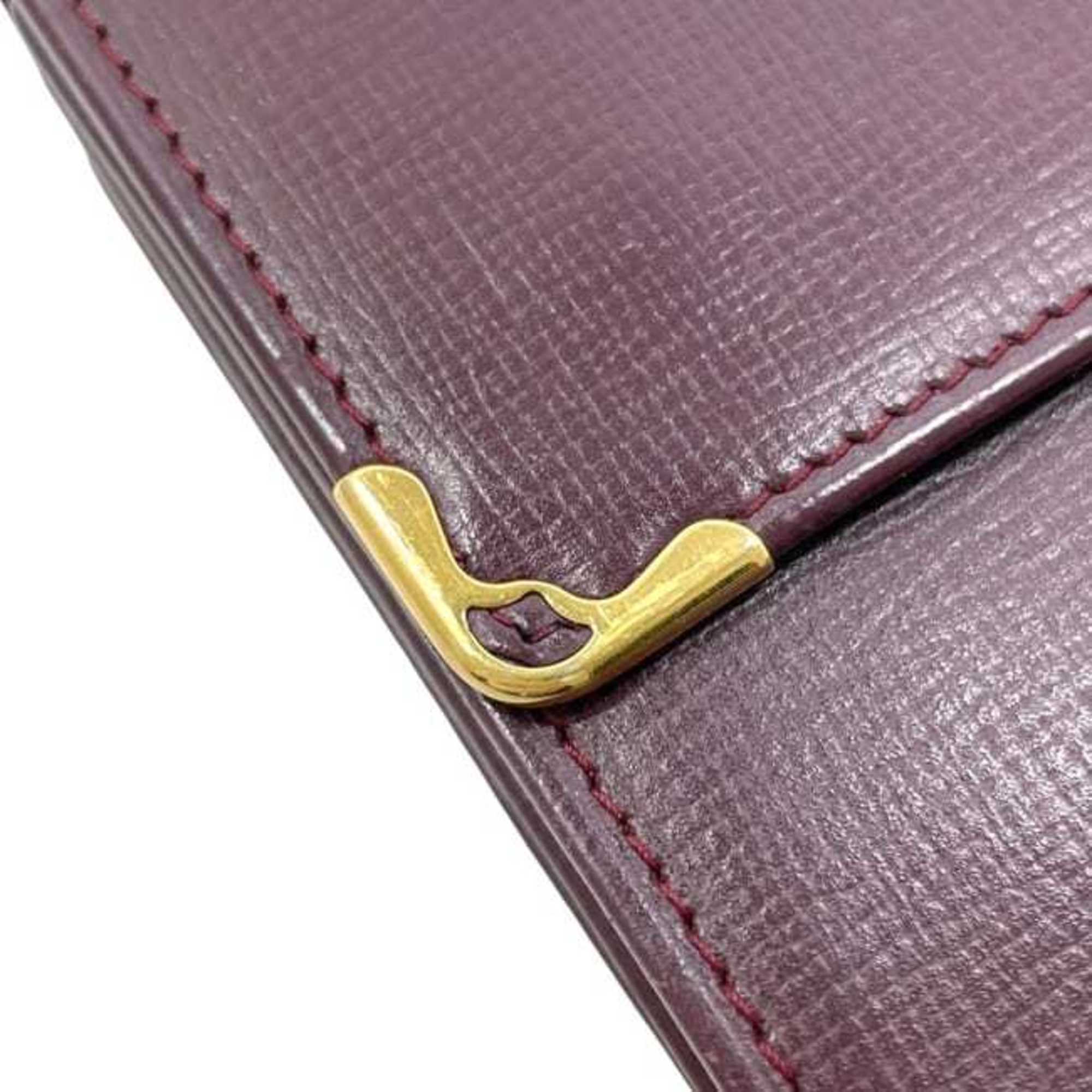 Cartier Bordeaux Wine Red Leather Long Wallet (Tri-Fold) (Pre-Owned)