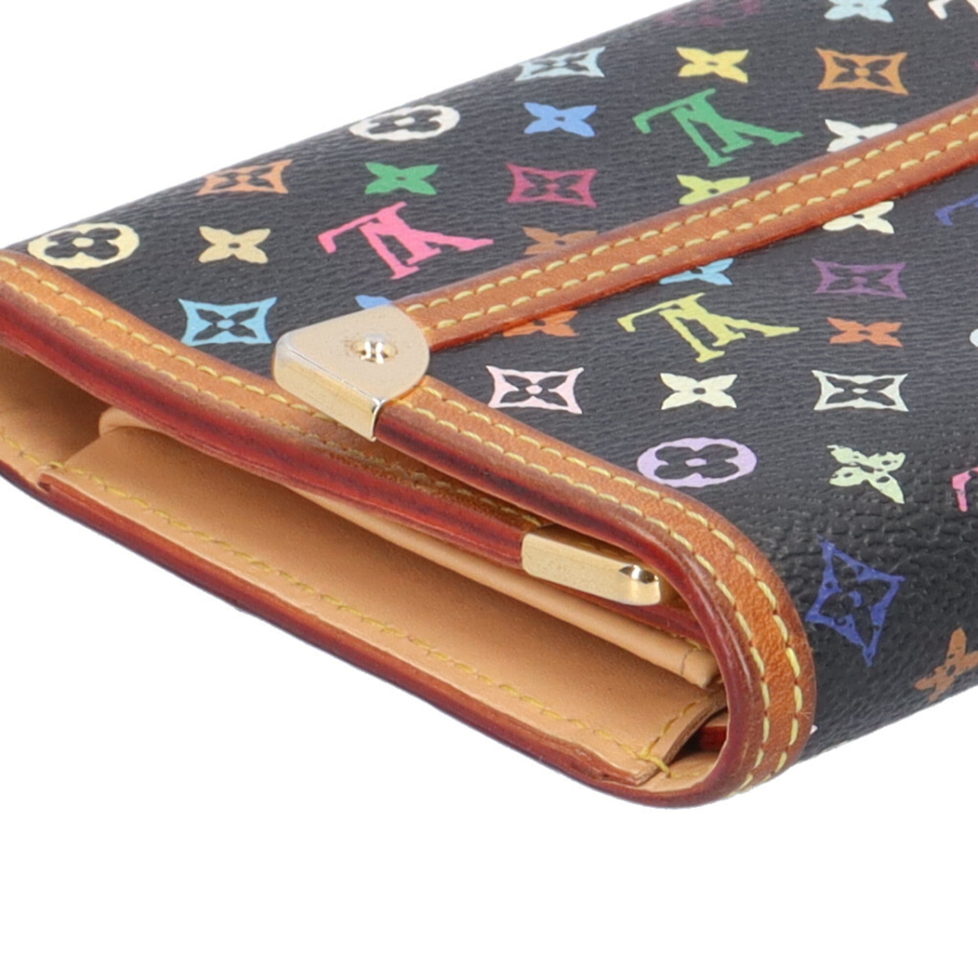 Louis Vuitton Black Noir Monogram Multicolore Long Wallet (Bi-Fold) (Pre-Owned)