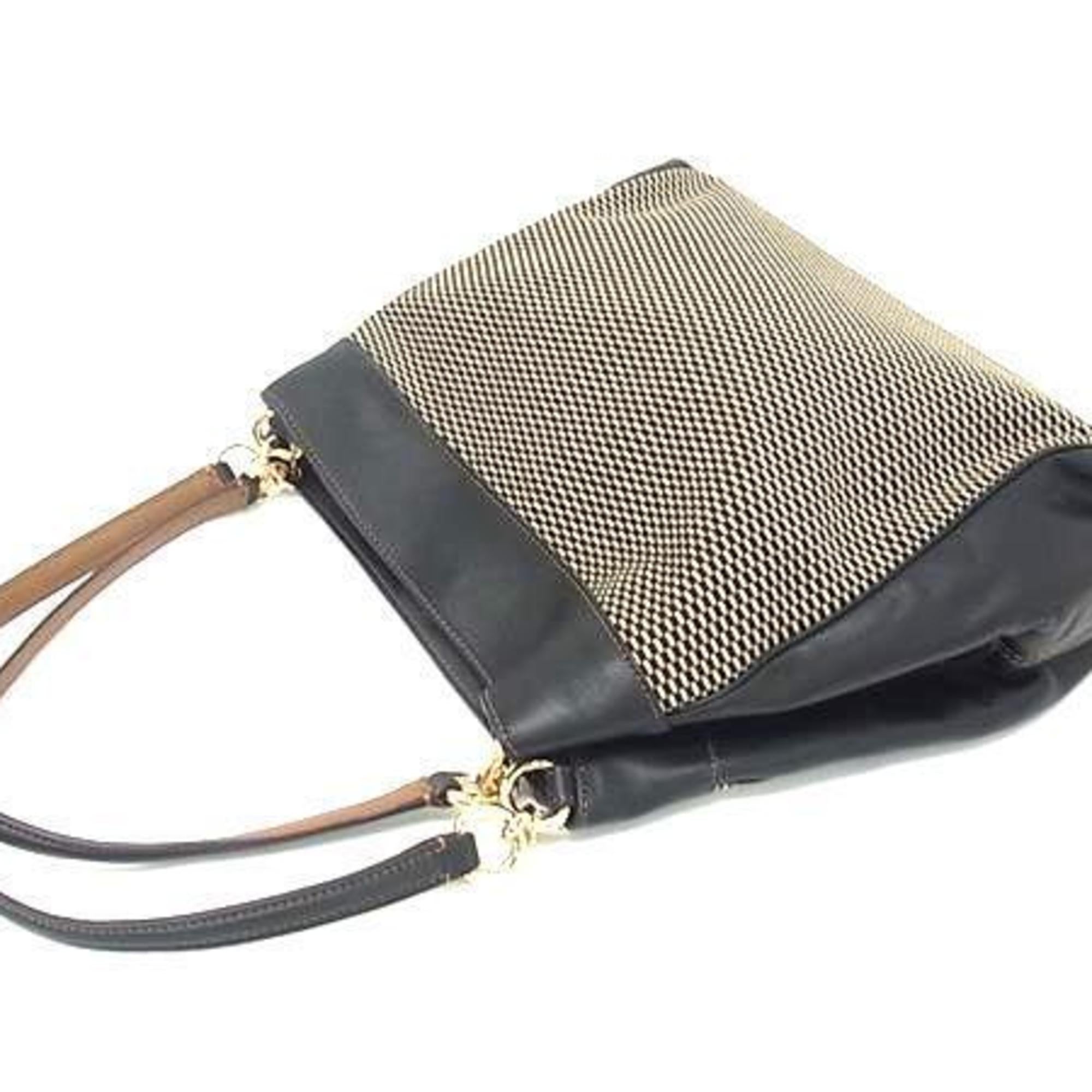 Coach Black Canvas Leather Handbag Shoulder Bag Tote Bag (Pre-Owned)