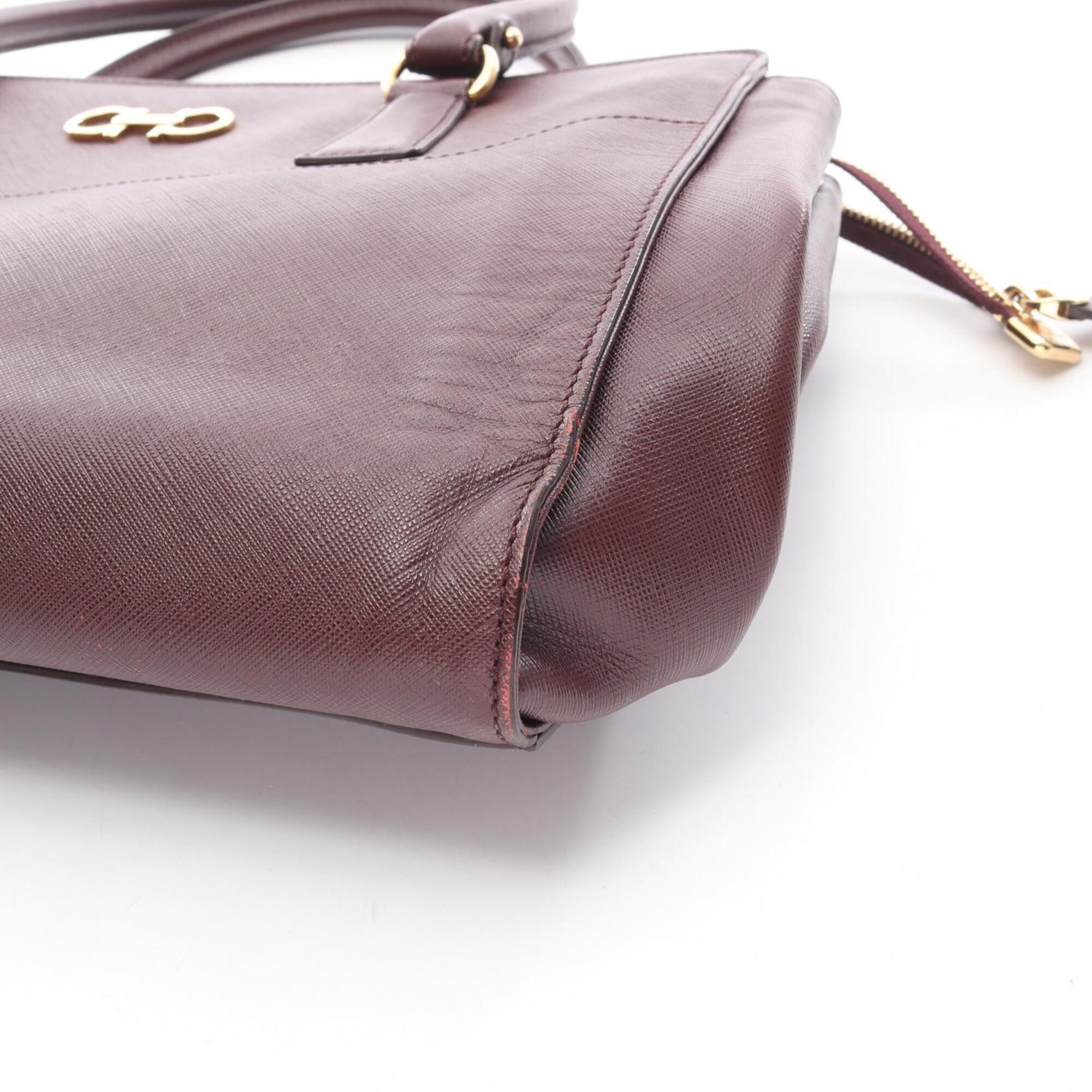 Salvatore Ferragamo Bordeaux Leather Handbag (Pre-Owned)