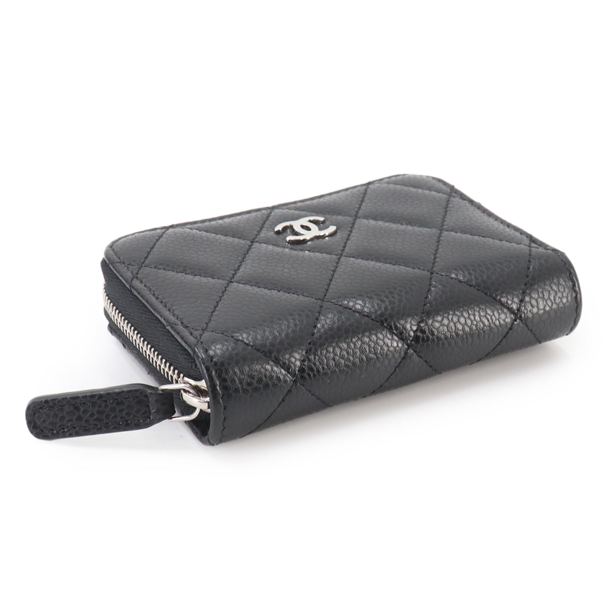 Chanel Matelasse Black Grained Calfskin Coin Purse/Coin Case (Pre-Owned)