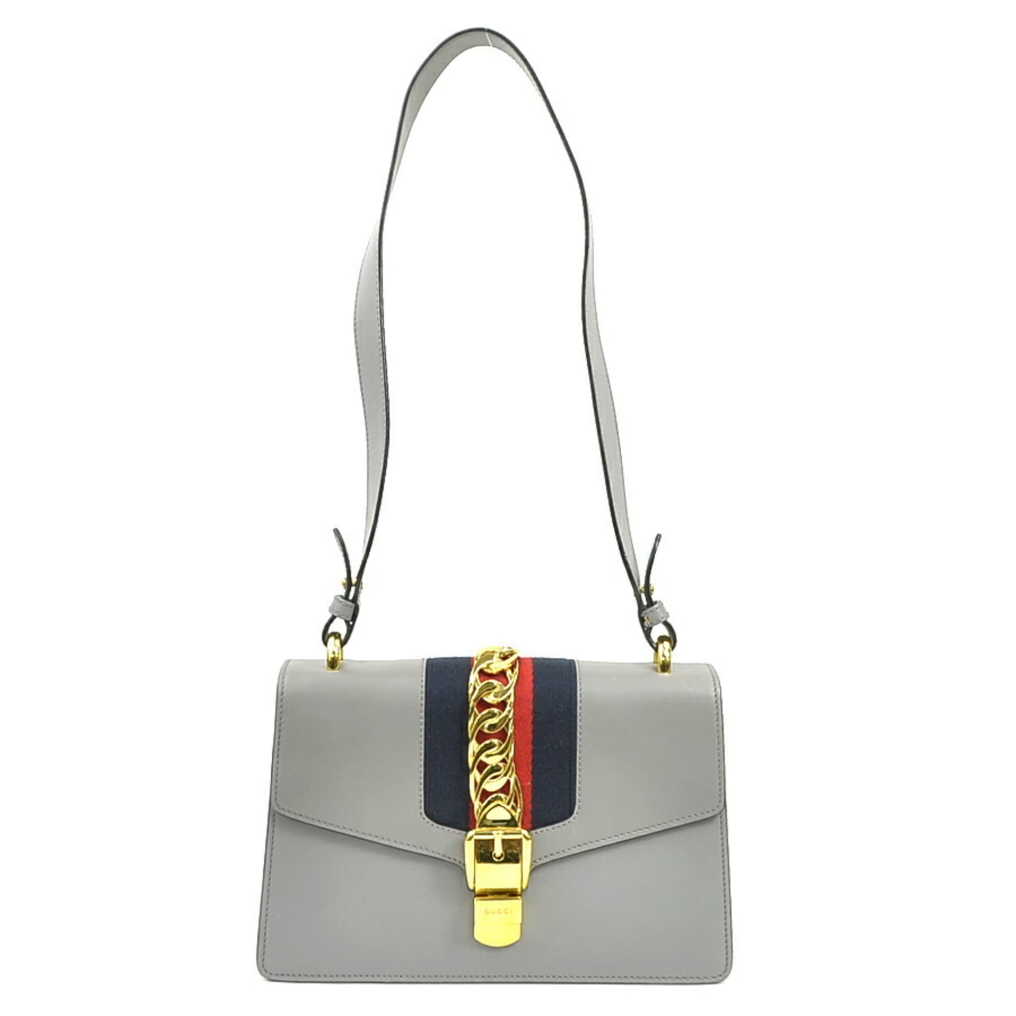 Gucci Gray Leather Shoulder Bag (Pre-Owned)