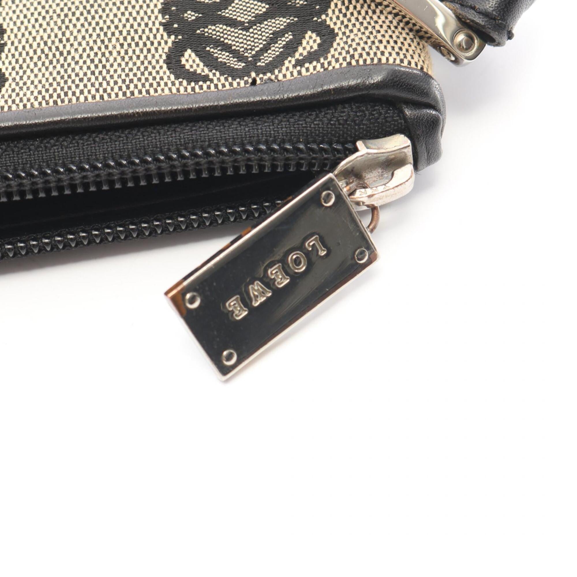 Loewe Beige Black Canvas Leather Handbag Shoulder Bag (Pre-Owned)
