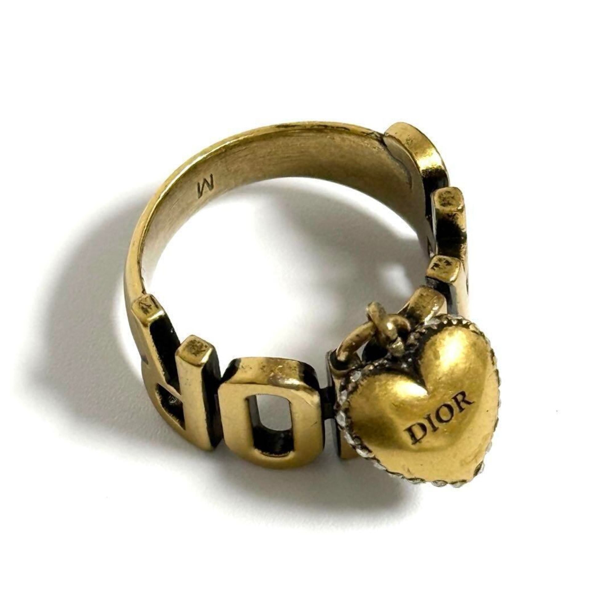 Christian Dior Metal Rhinestone Band Ring (Pre-Owned)