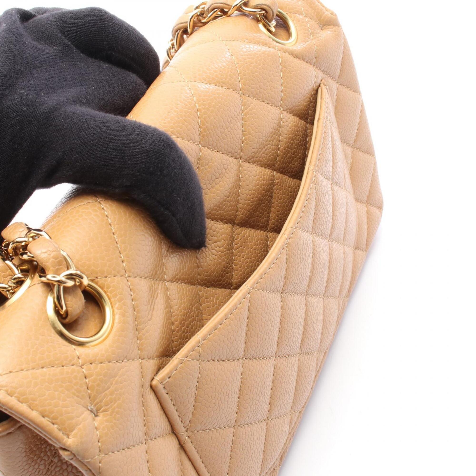 Chanel Beige Grained Calfskin Handbag Shoulder Bag (Pre-Owned)