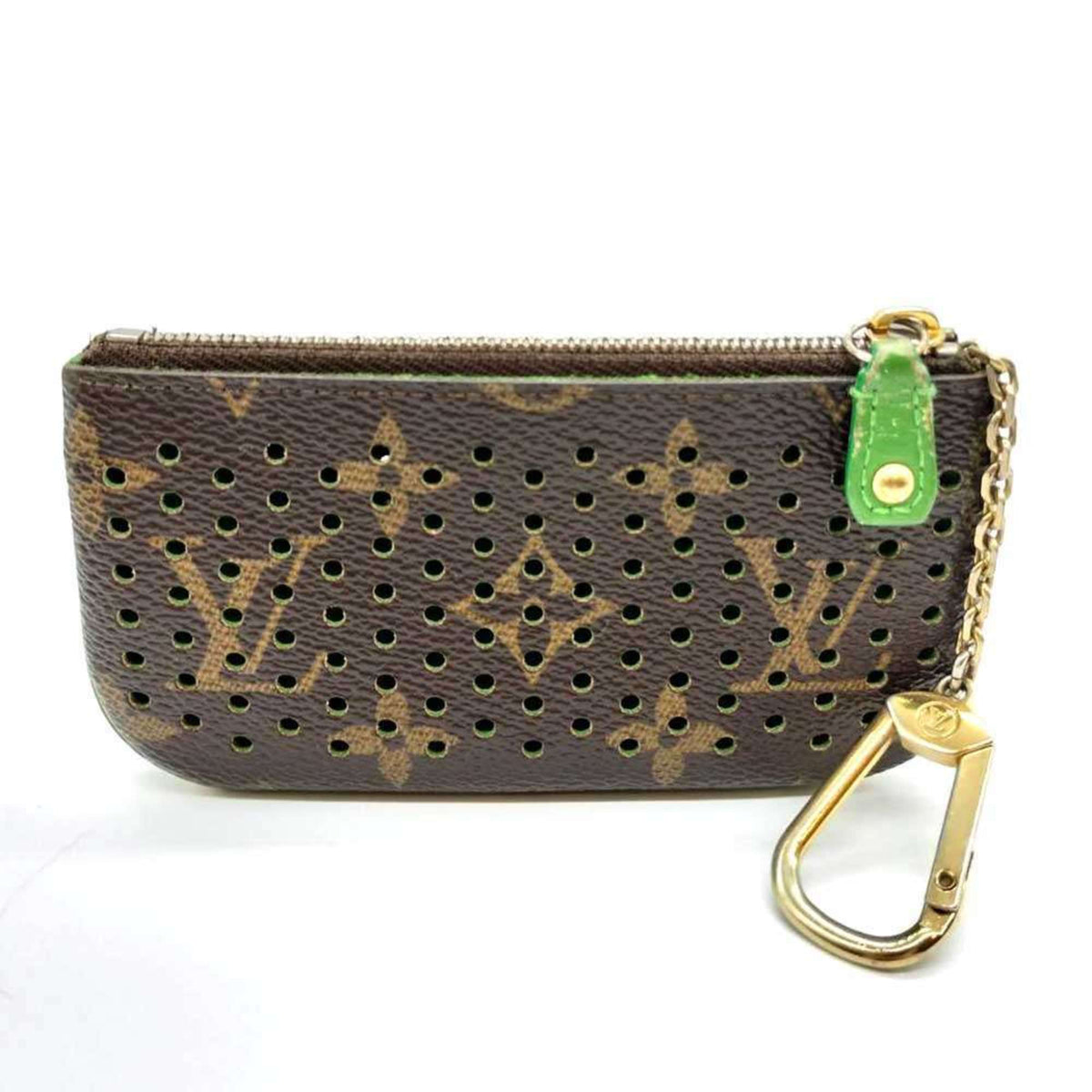 Louis Vuitton Brown Green Vert Monogram Perforated Coin Purse/Coin Case (Pre-Owned)