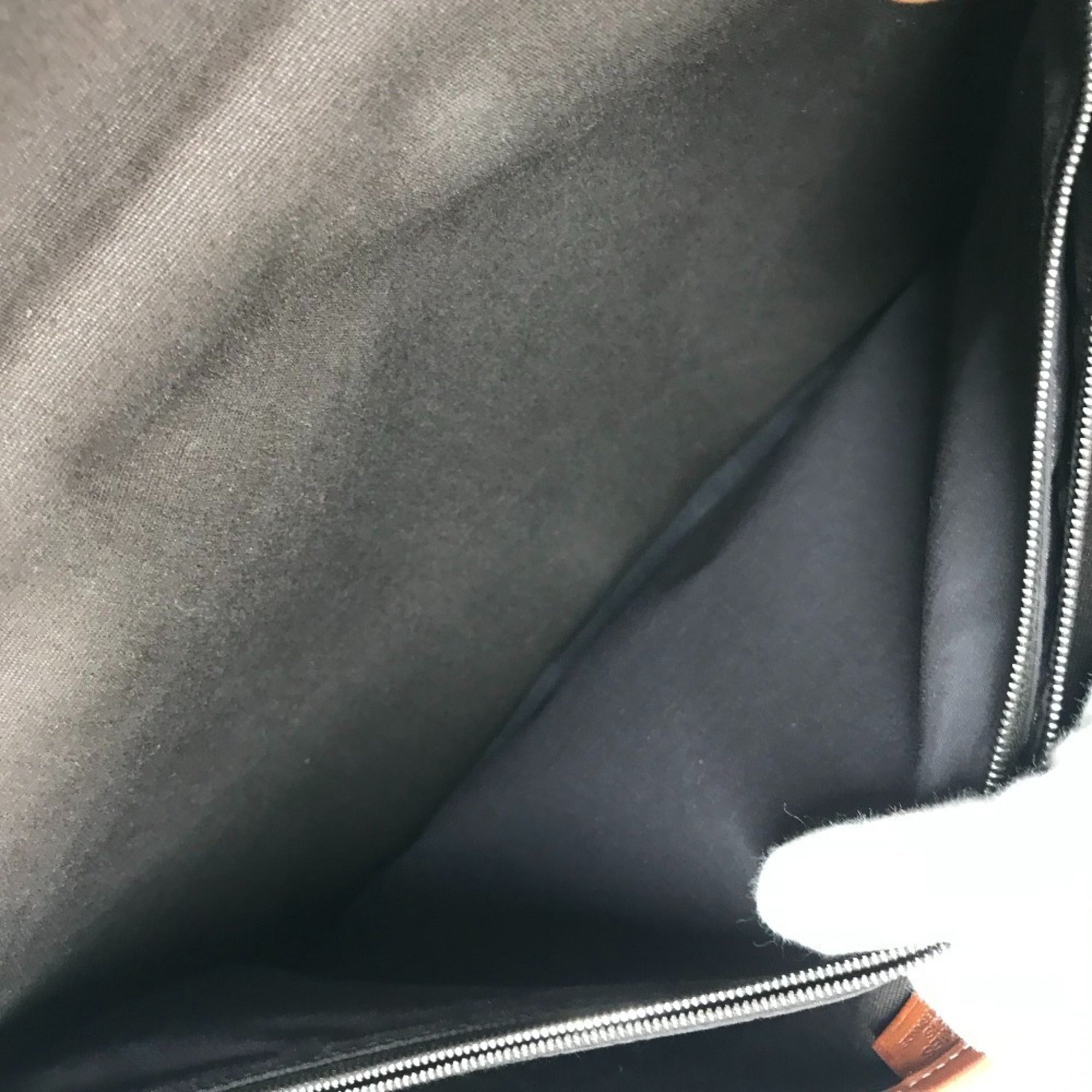 Hermes Buenaventura Brown Leather Canvas Briefcase Tote Bag (Pre-Owned)