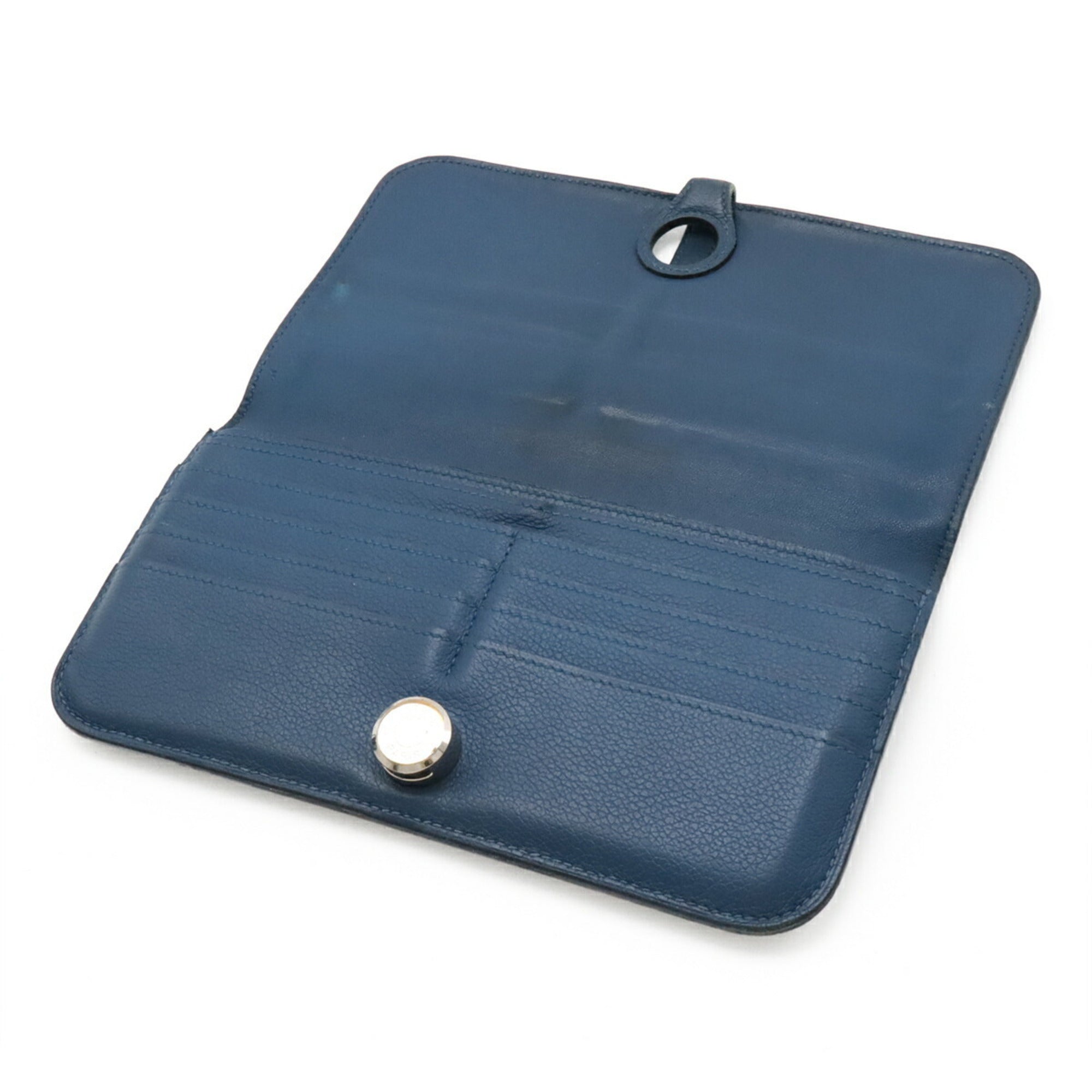 Hermes Blue Leather Long Wallet (Bi-Fold) (Pre-Owned)