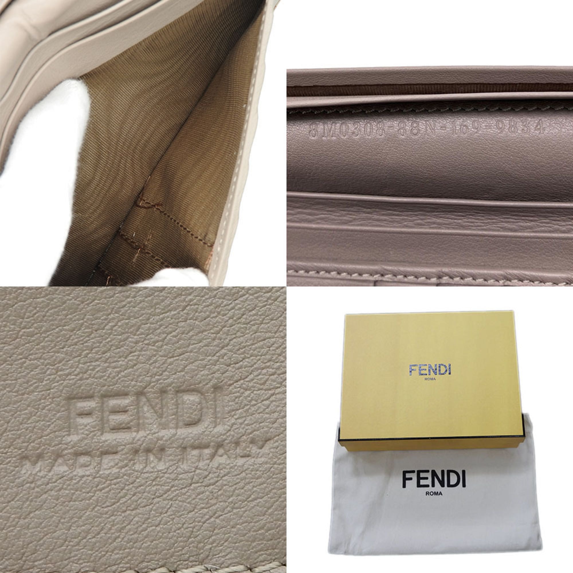 Fendi Beige Grayish Leather Wallet (Bi-Fold) (Pre-Owned)