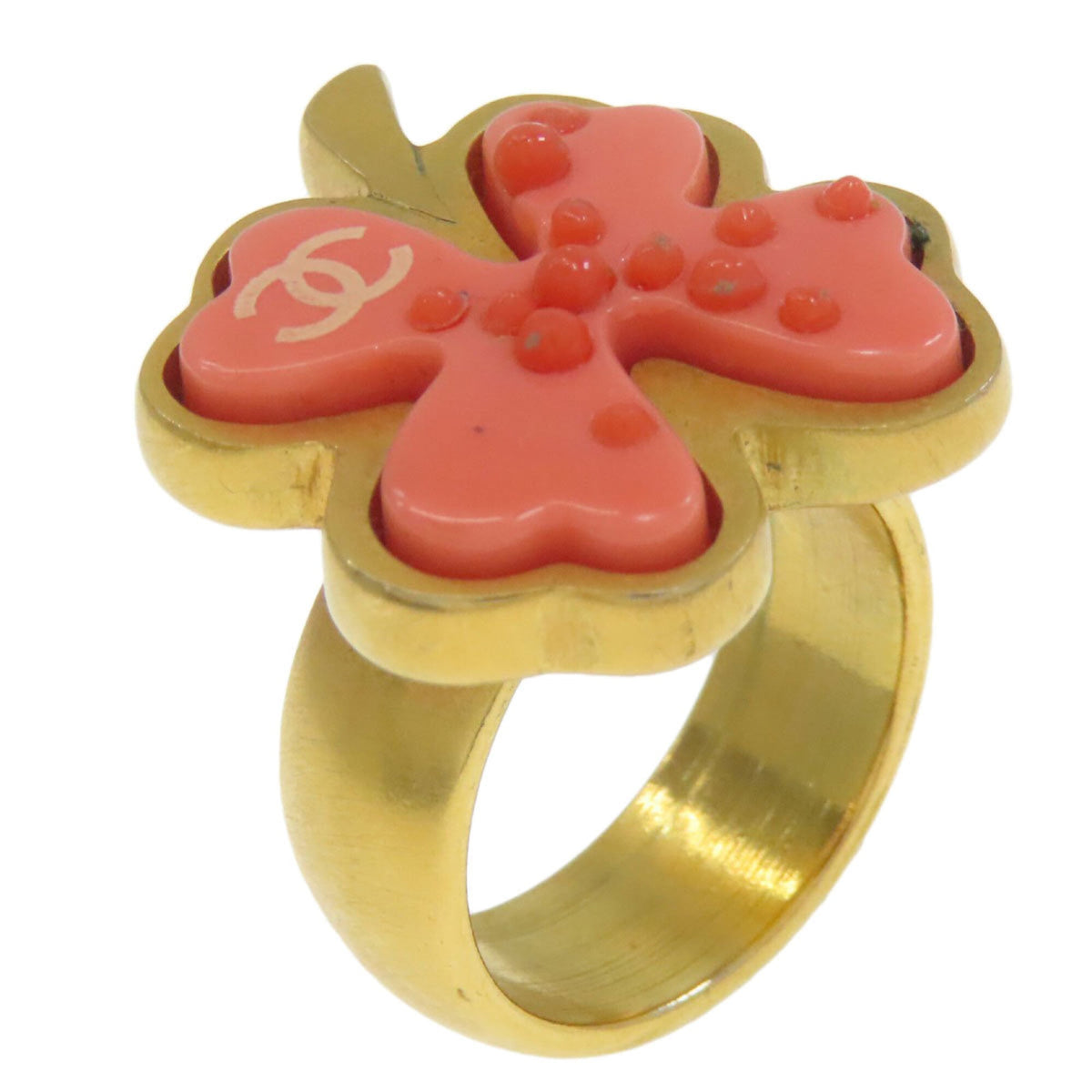 Chanel Gold Pink Metal Band Ring (Pre-Owned)