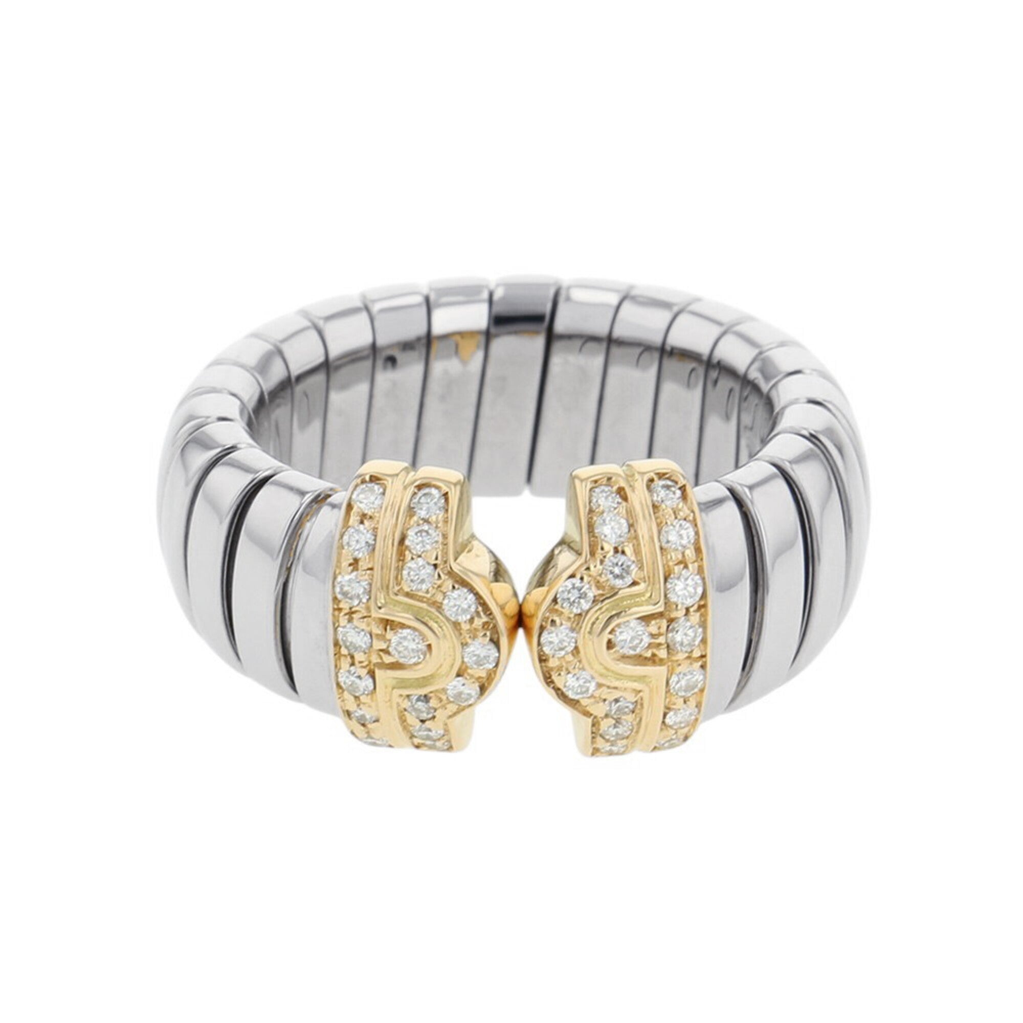 Bvlgari Tubogas Yellow Gold (18K) Stainless Steel Band Ring (Pre-Owned)