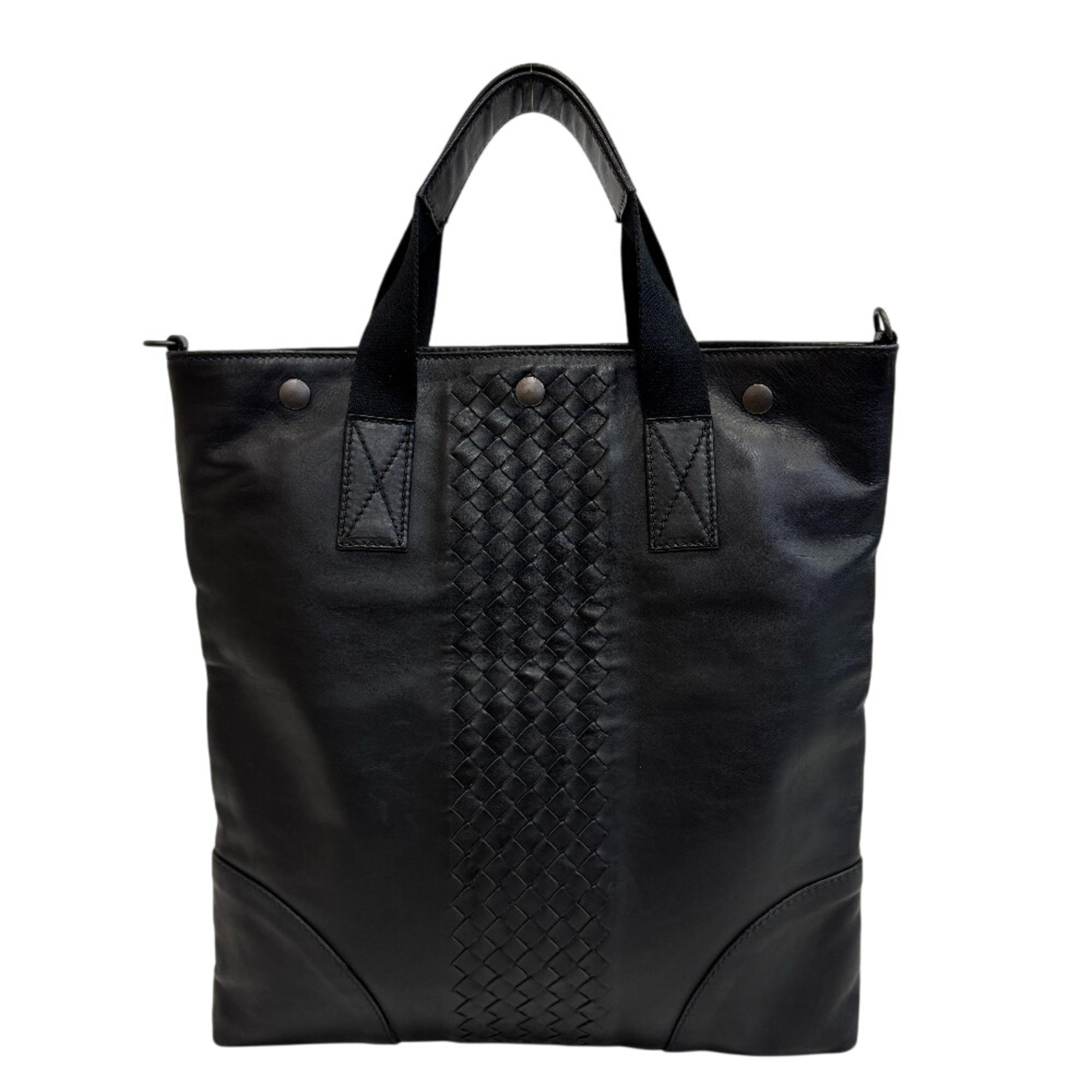 Bottega Veneta Intrecciato Black Leather Tote Bag (Pre-Owned)