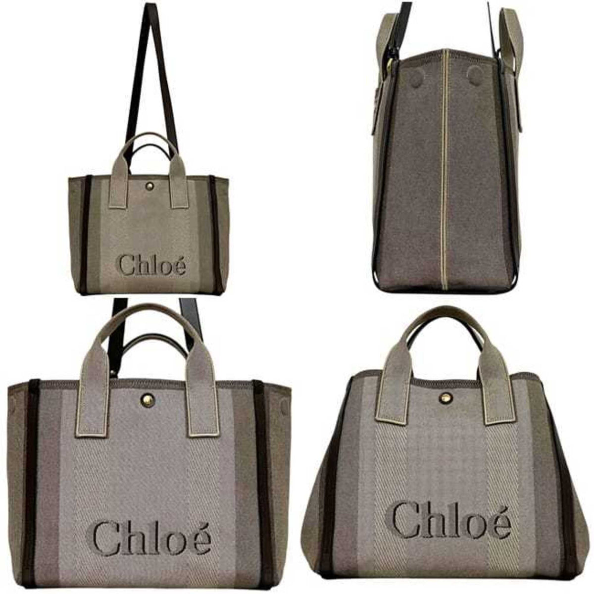 Chloé Brown Canvas Leather Tote Bag (Pre-Owned)
