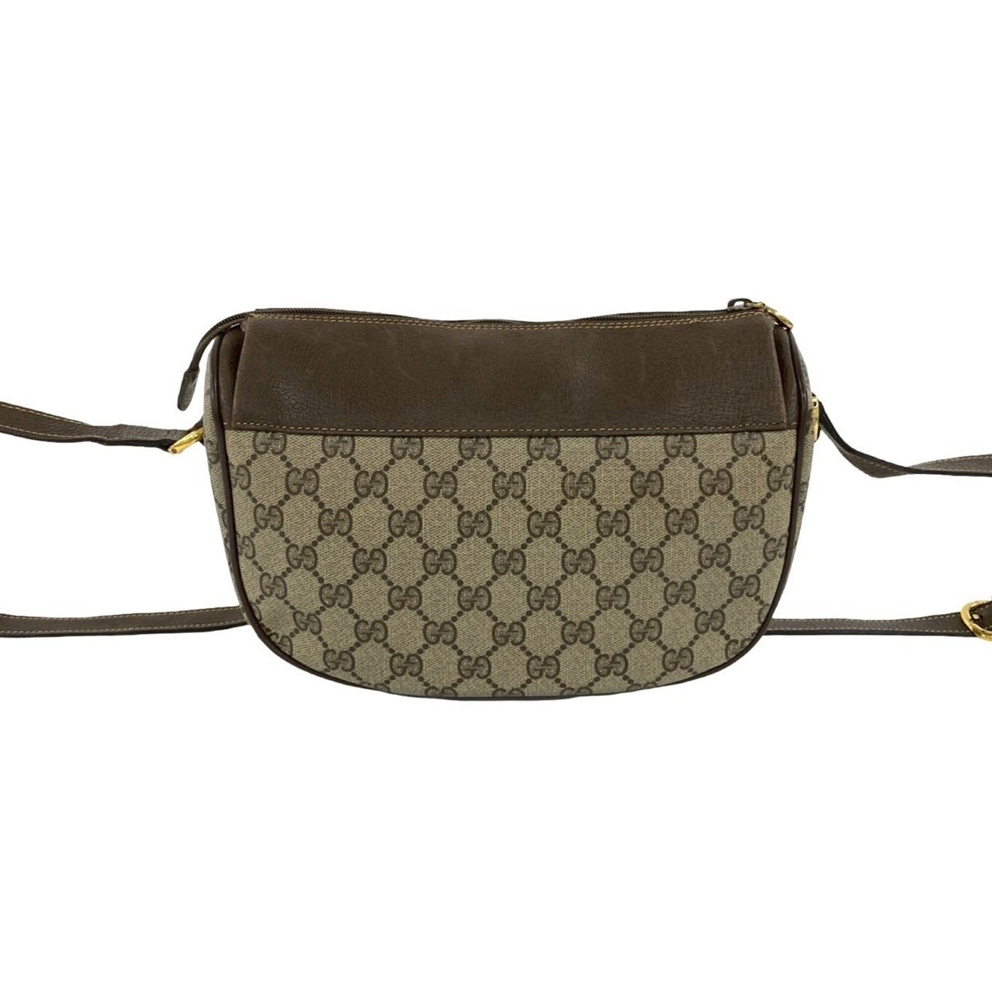 Gucci Brown Green Red Color Leather Pvc Shoulder Bag (Pre-Owned)