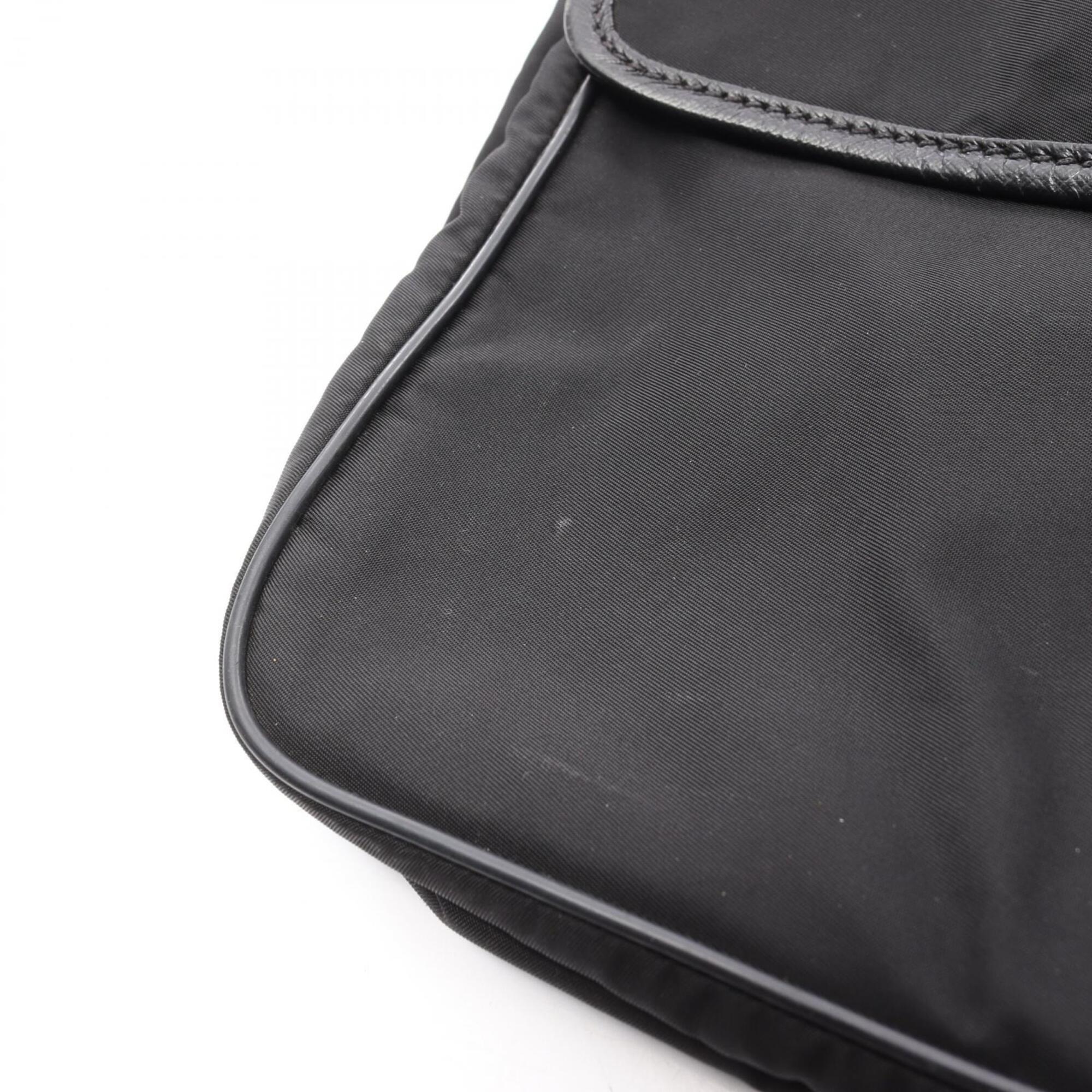 Prada Black Nylon Saffiano Triangle Handbag Shoulder Bag (Pre-Owned)