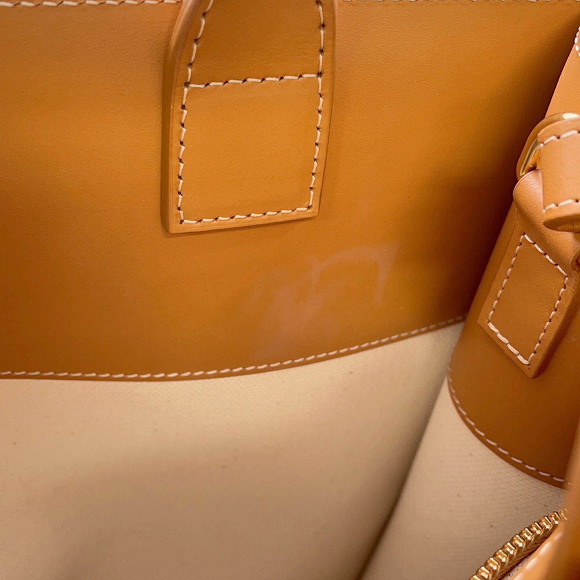 Celine Beige Brown Canvas Leather Handbag Shoulder Bag Tote Bag (Pre-Owned)