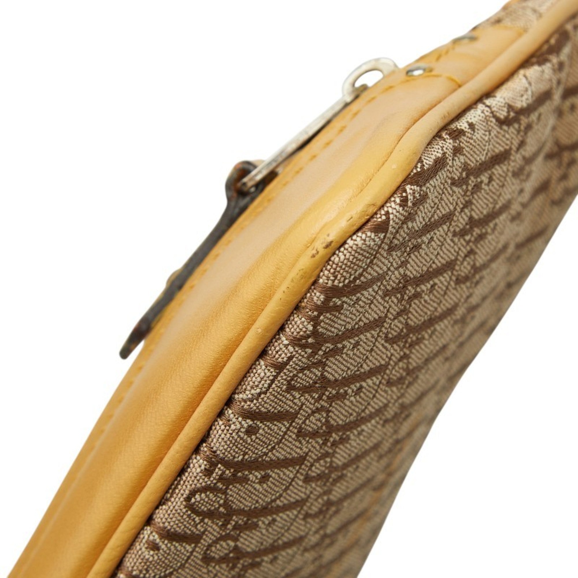 Christian Dior Beige Yellow Canvas Leather Shoulder Bag (Pre-Owned)