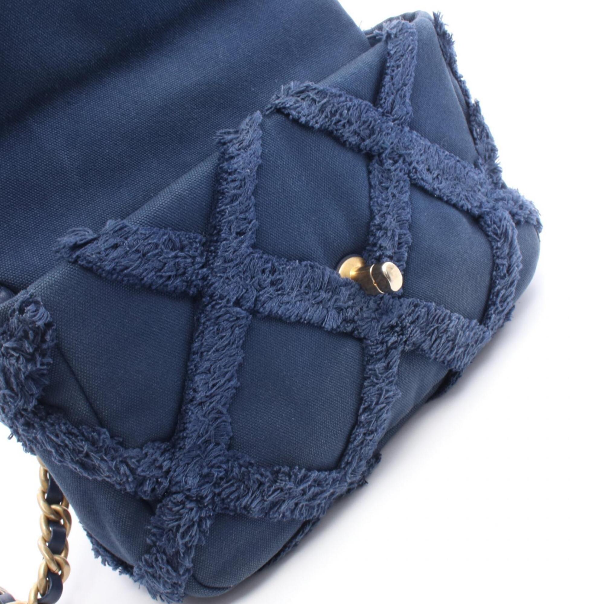 Chanel Navy Canvas Handbag Shoulder Bag (Pre-Owned)